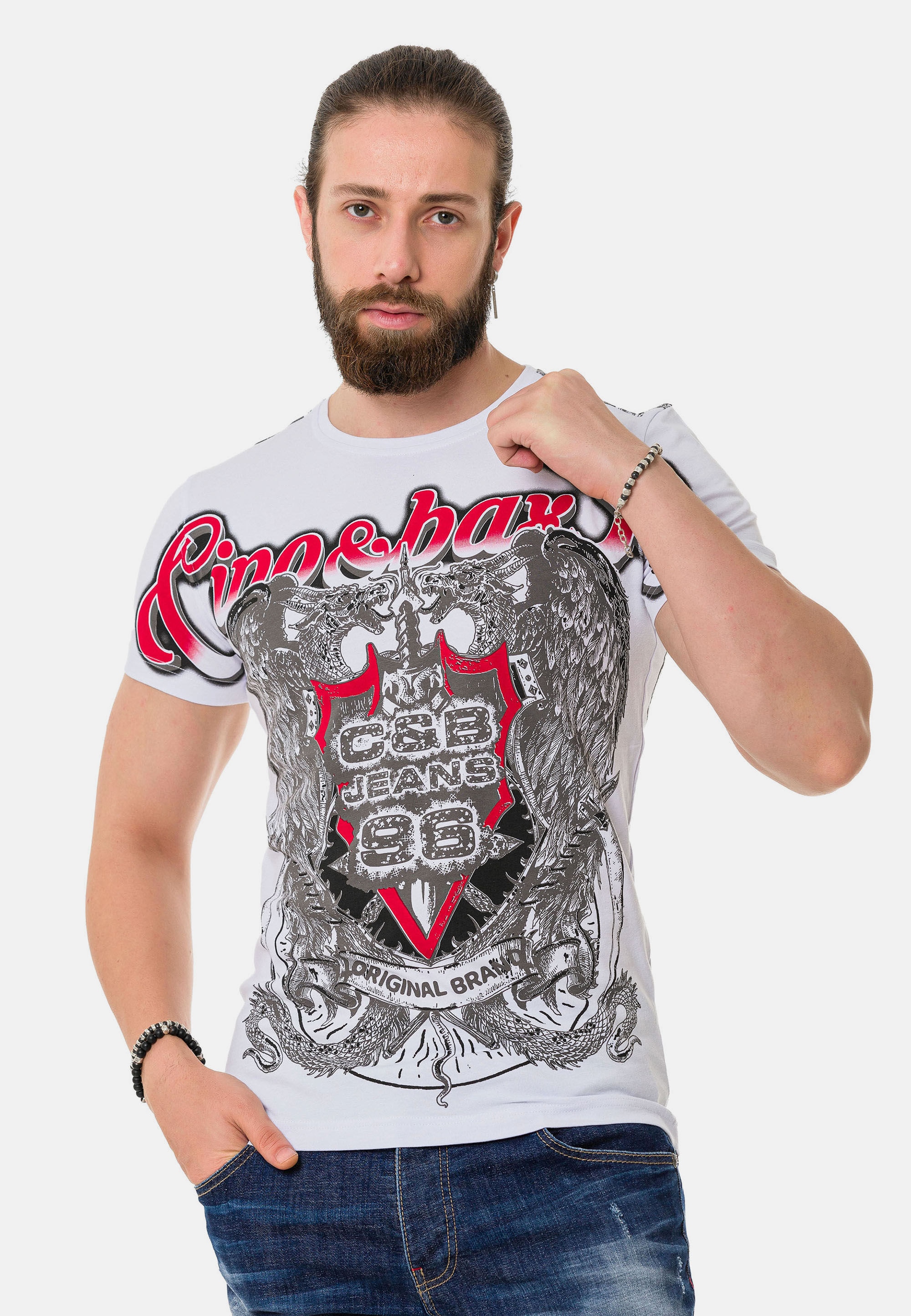 Cipo & Baxx T-Shirt »T-Shirt«, mit Schattenmuster auf der Vorder-und Rückseite