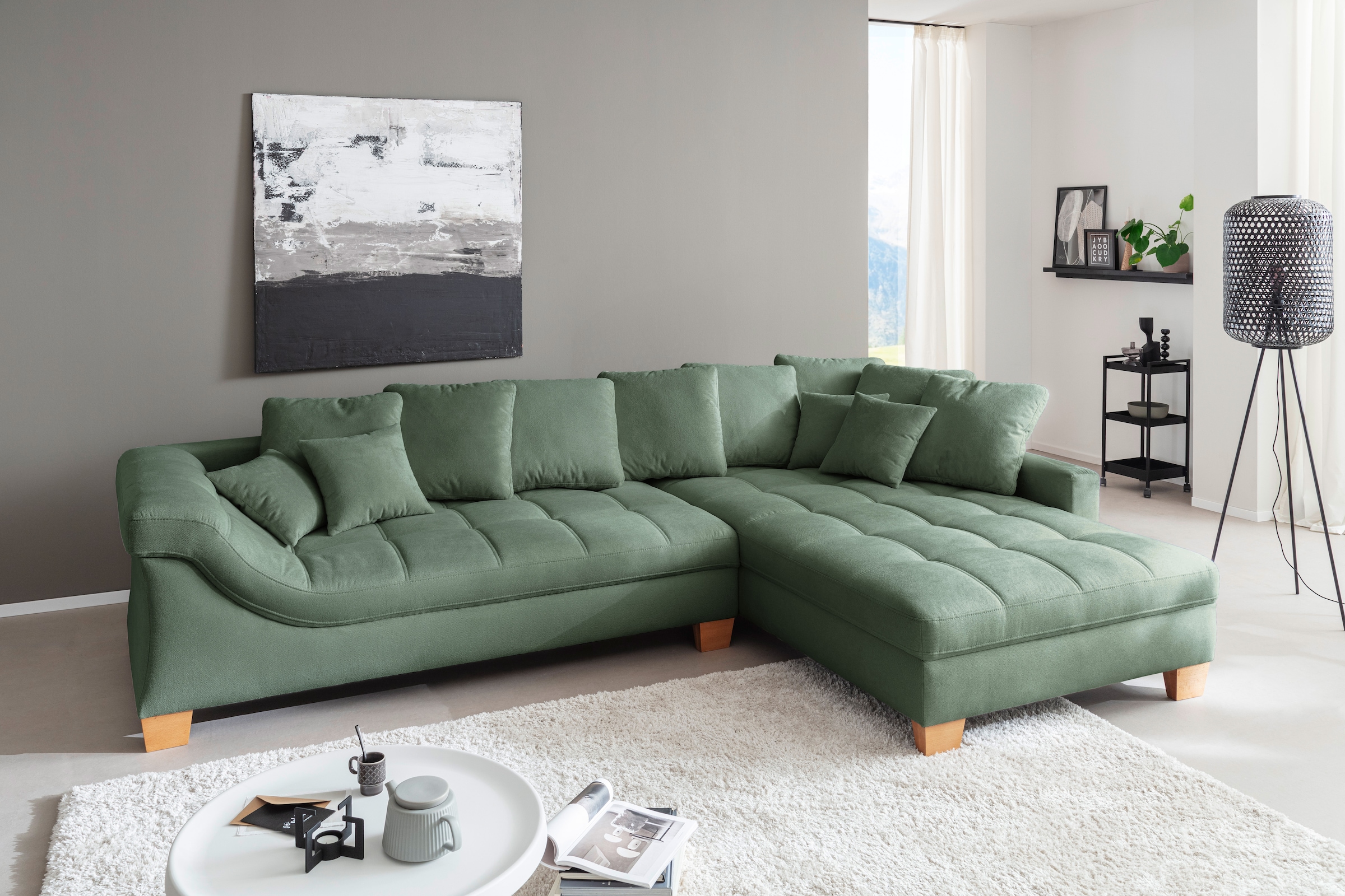 Mr. Couch Ecksofa "Bologna, L-Form, mit Holzfüßen", wahlweise mit Kaltschau günstig online kaufen