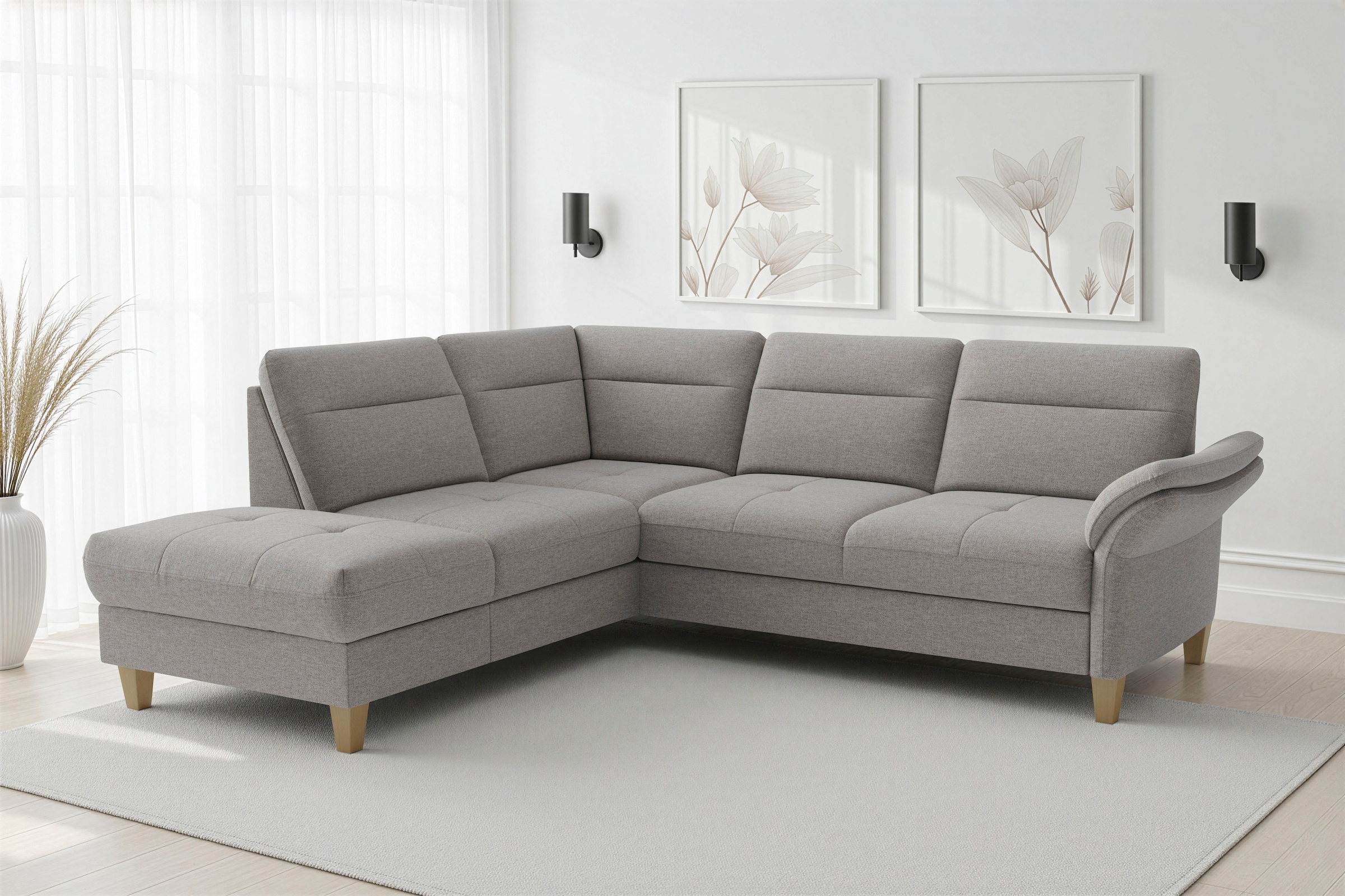 sit&more "Pamela L-Form, B: 218 cm, optional Schlaffunktion & Bettkasten" mit Federkern