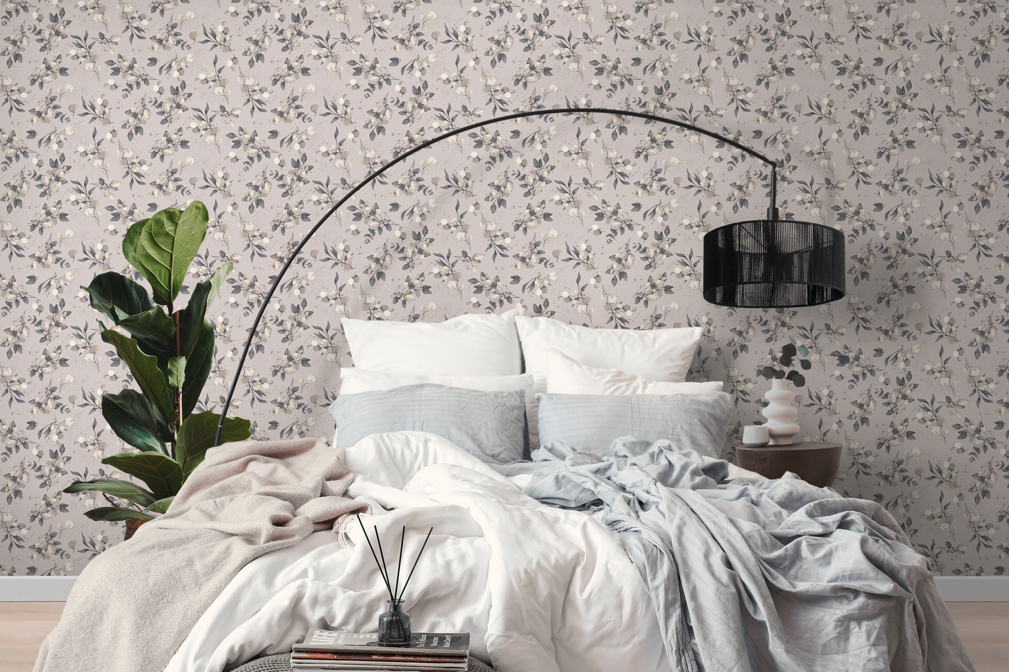 A.S. Création Vliestapete "Pure Elegance Blumen-Tapete Mustertapete Blümchen Blattmuster" leicht glänzend glatt Vliestapete floral für Schlafzimmer Küche Wohnzimmer Blumen Design