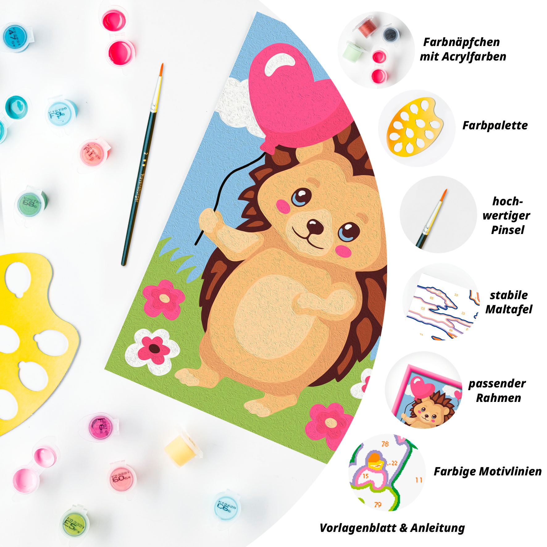 Ravensburger Malen nach Zahlen »CreArt, Herziger Igel«, Made in Europe