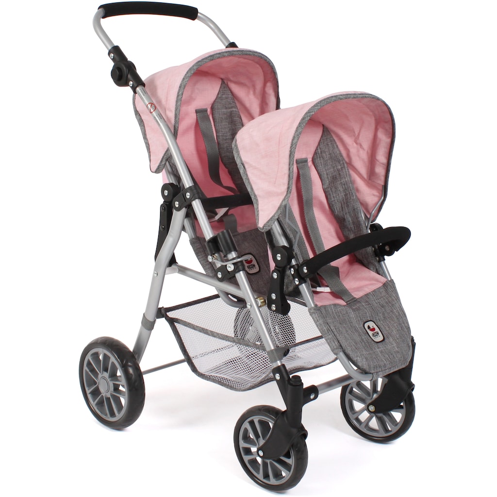 CHIC2000 Puppen-Zwillingsbuggy »Twinny, Grau-Rosa«