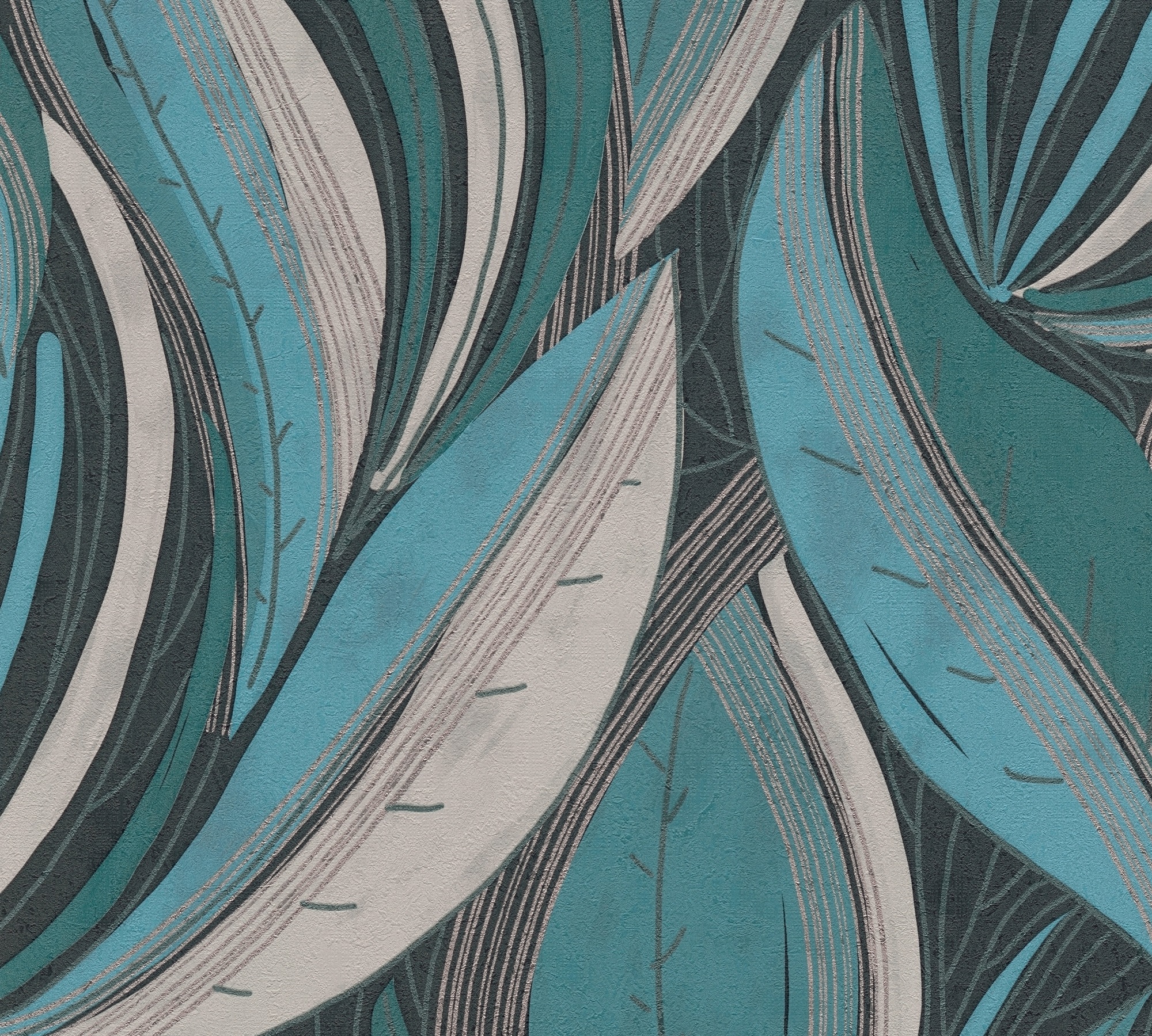 living walls Vliestapete »Dschungel-Tapete Türkis bunt strukturiert tropisch« botanisch strukturiert