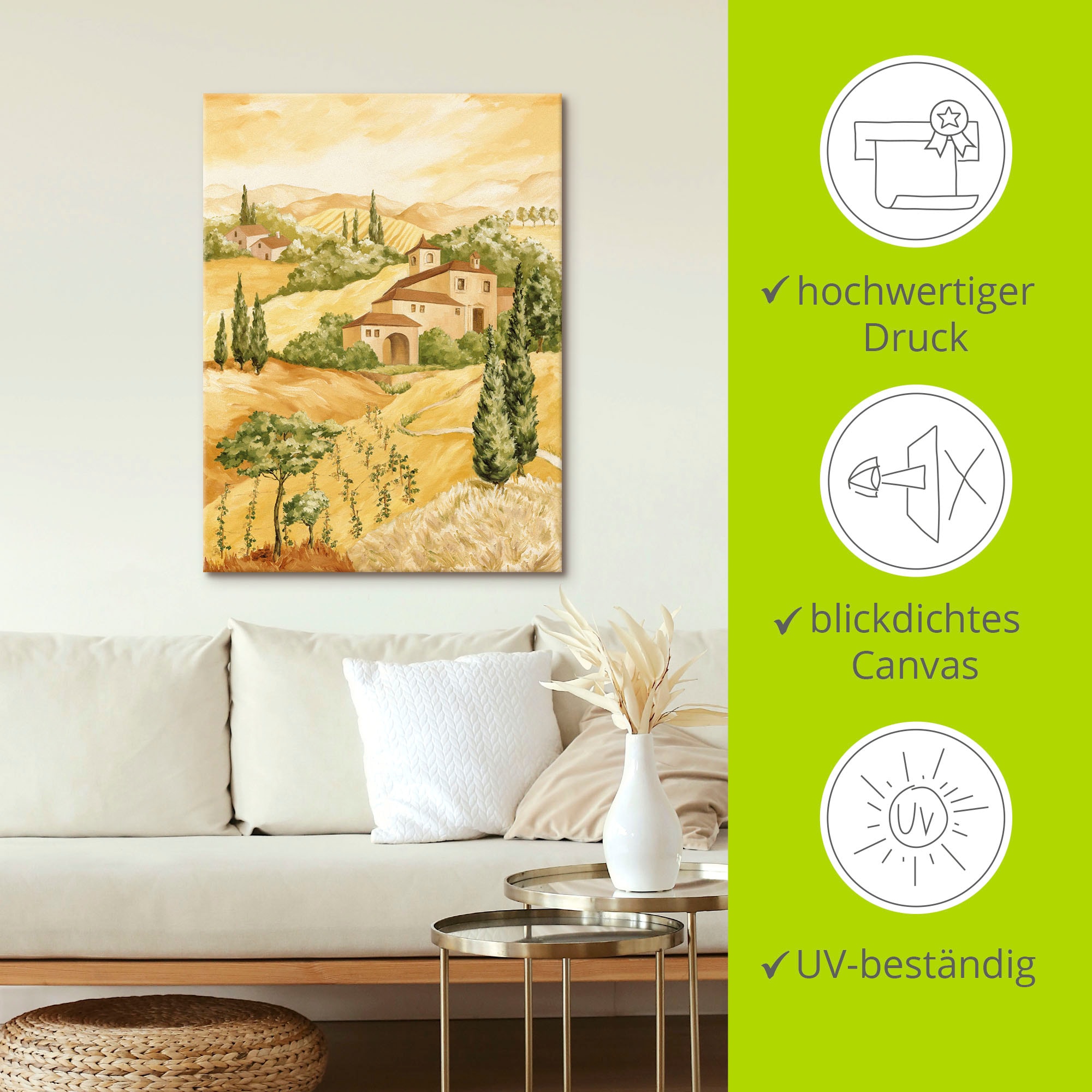 Artland Leinwandbild »hellbraune Landschaft«, Europa, (1 St.), auf Keilrahmen gespannt