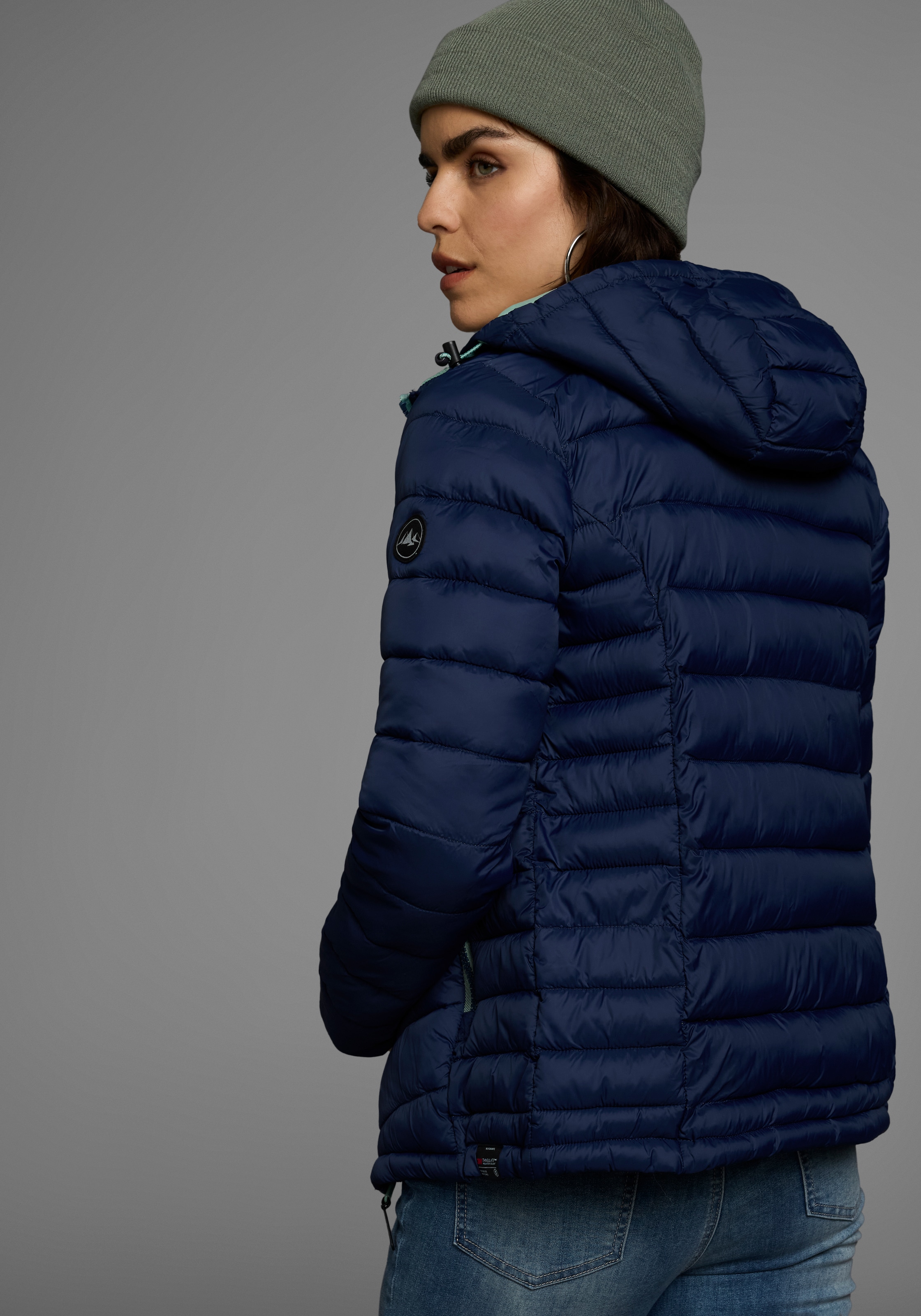 Polarino Steppjacke, mit Kapuze, für kühle Tage, aus leichtem Webmaterial, wasserabweisend
