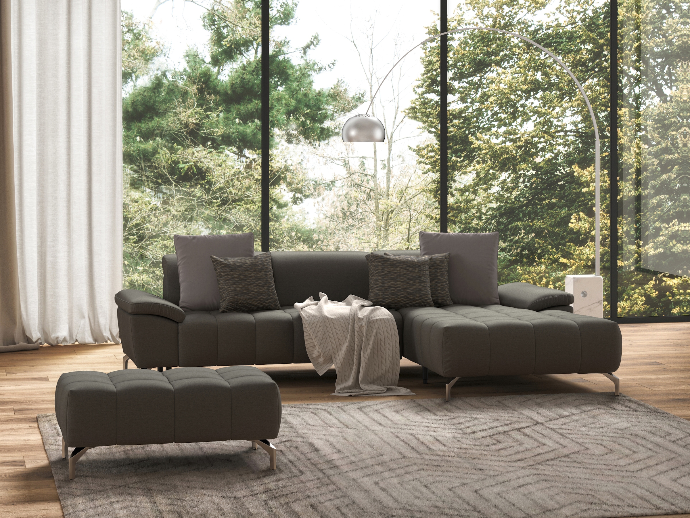 Ecksofa SIT & MORE, B:290cm H:79cm T:185cm, braun, Wohnzimmer, Sofas, "Cool L-Form", wahlweise mit Kopfteilverstellung und Vorziehsitz, motorisch