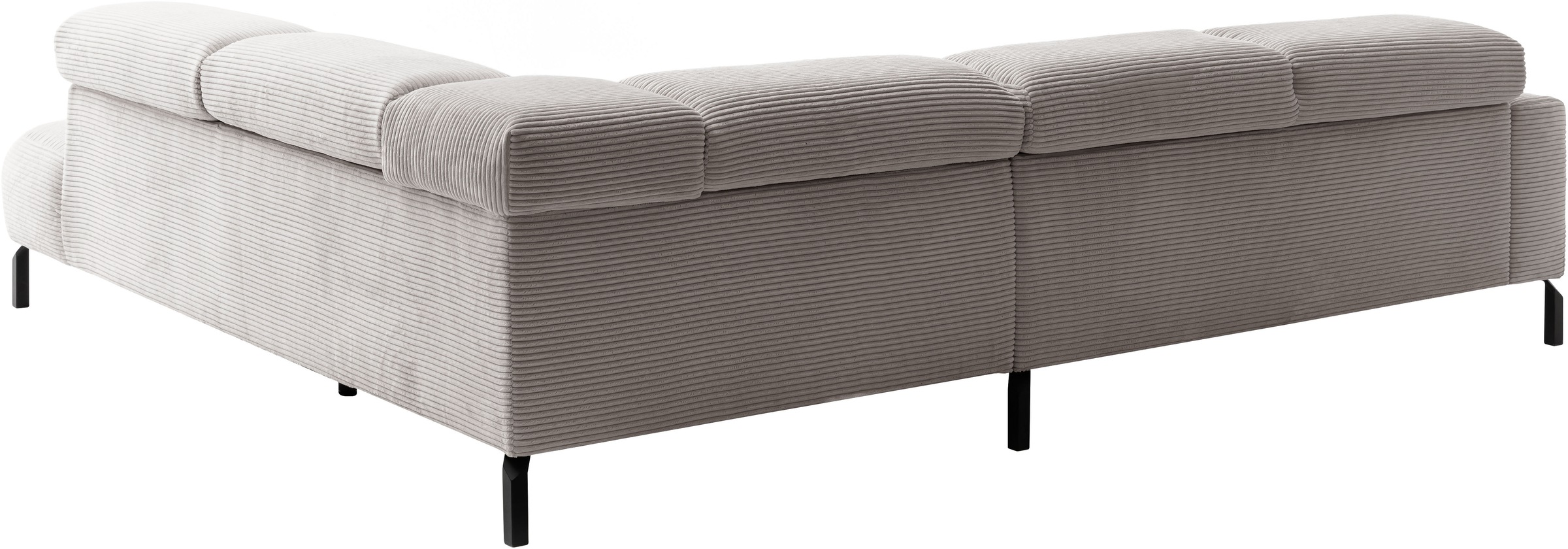 Places of Style Ecksofa »Antonelli, L-Form, inkl. Kopfteilverstellung, Breite 276 cm«, mit elektrischer Sitztiefenverstellung, in Cord, taupe
