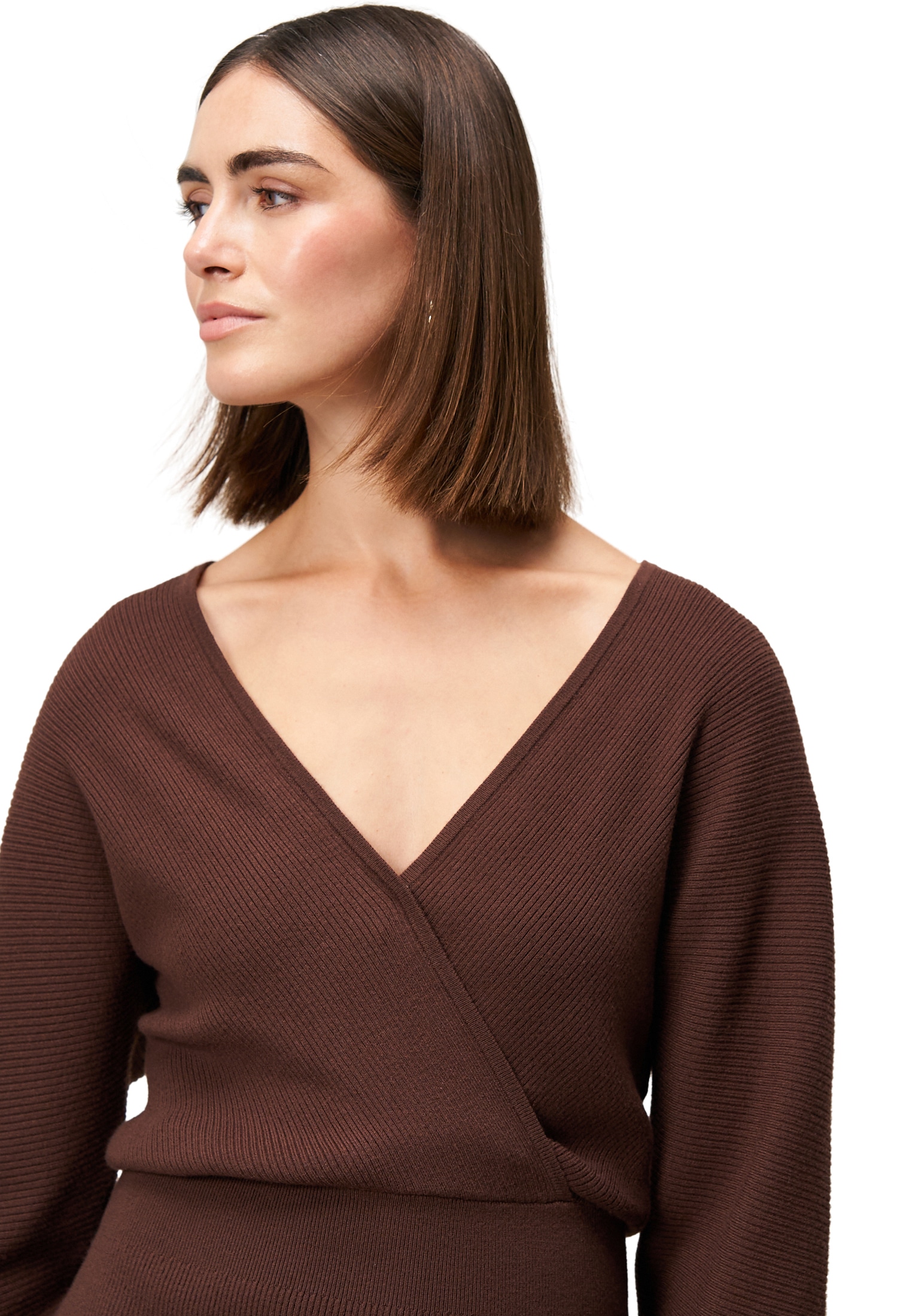 Zero Strickkleid »Damen Strickkleid mit Wickeloptik« Ohne Tasche Wickeldesign