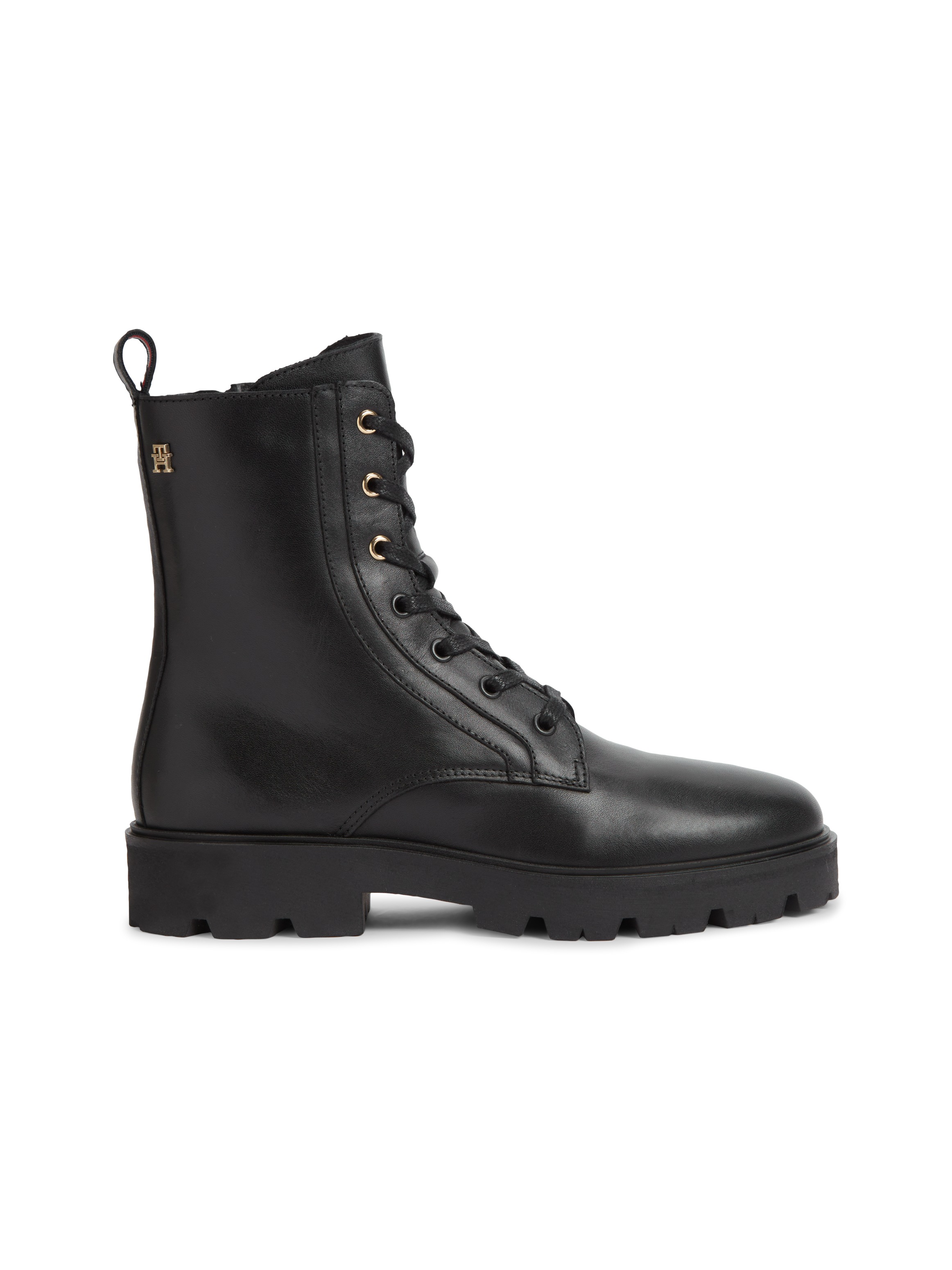 Tommy Hilfiger Schnürstiefelette »TH STUD LEATHER LACE-UP BOOT«  Blockabsatz, Schnürboots mit zusätzlichem Innenreißverschluss