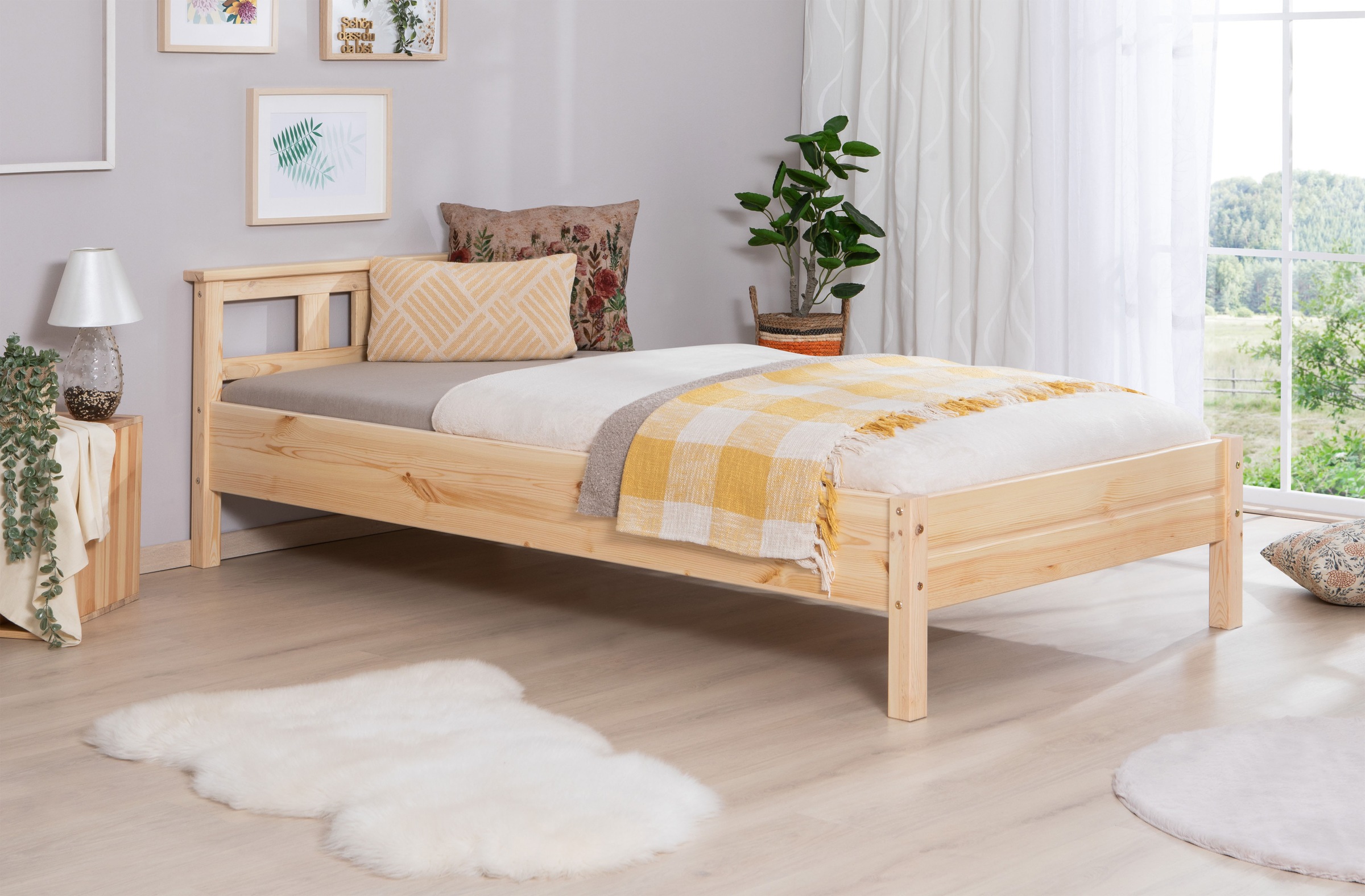 Ticaa Futonbett "Merci", Einzelbett, aus Kiefer Massivholz, inkl. Rollrost günstig online kaufen