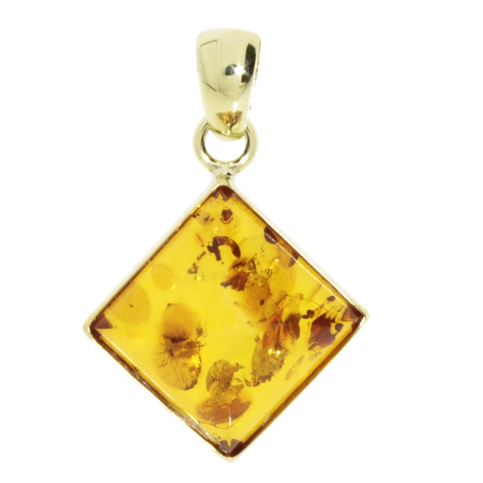 Kettenanhänger OSTSEE-SCHMUCK "- Classic 14 x 14 mm - Gold 333/000 - Bernstein" Gr. 14, gold (gold 333, goldfarben, gelb), Schmuckanhänger, Damen, Gelbgold 333, Kettenanhänger