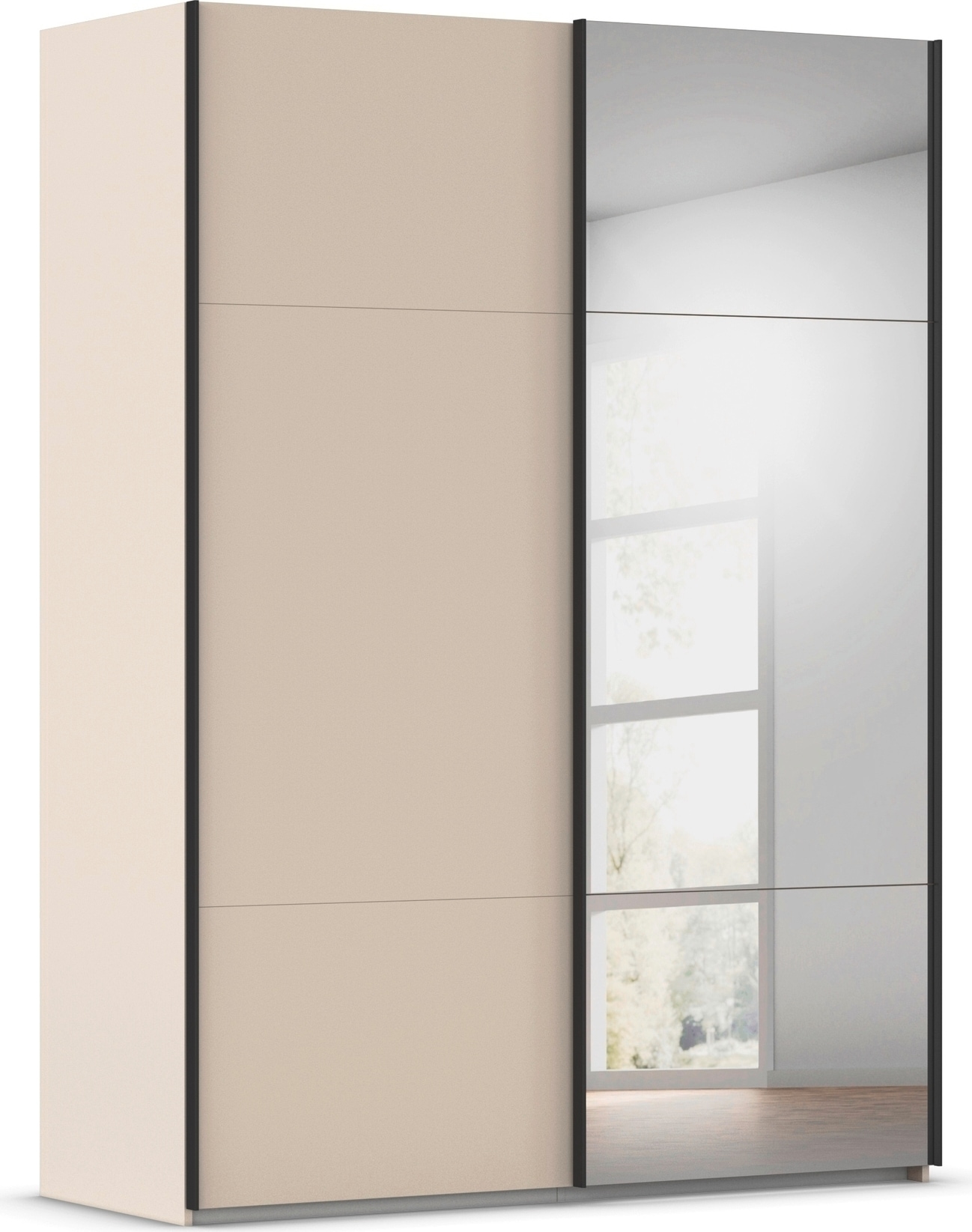 rauch Schwebetürenschrank "Kleiderschrank Schrank Garderobe Schlafzimmerschrank CONTIDO" 3 verschiedene Ausstattungen BASIC/CLASSIC/PREMIUM (inkl. SOFT-CLOSE), aus hochwertigem Material in 6 Breiten 2 Griff-Farben MADE IN GERMANY