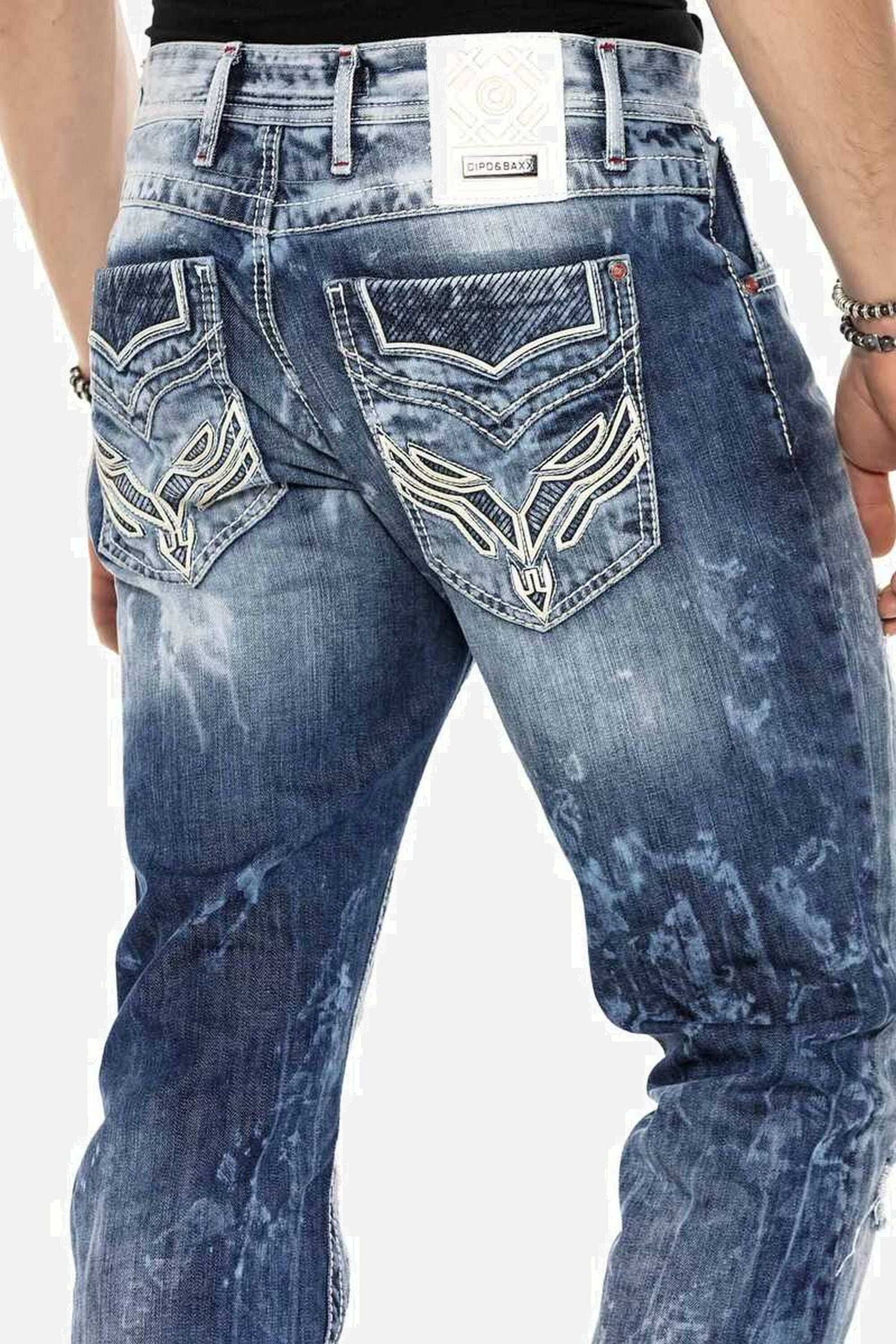 Cipo & Baxx Regular-fit-Jeans »DENIM«, bequeme Jeans im ausgefallenen Lagen-Design, CD611