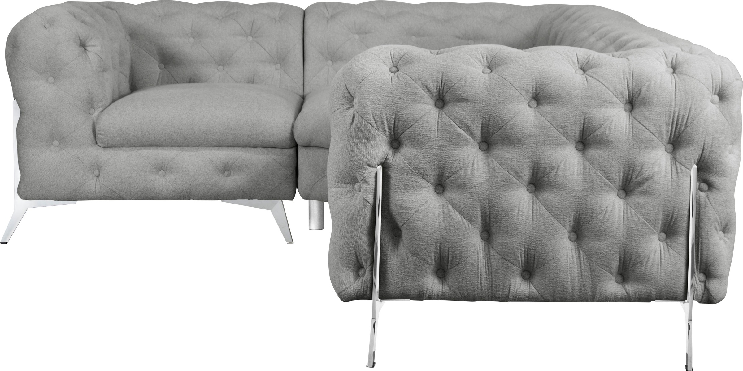 Leonique Chesterfield-Sofa »Amaury L-Form«, moderne Chersterfield-Optik, Breite 262 cm, Fußfarbe wählbar