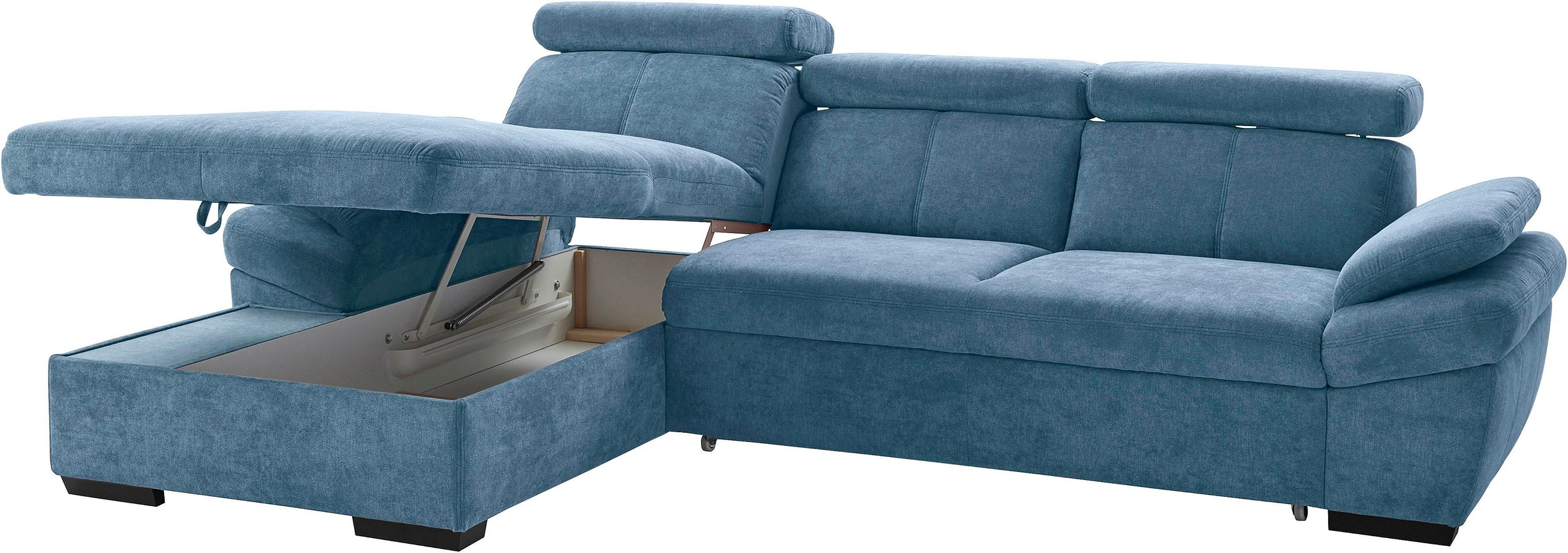exxpo - sofa fashion Ecksofa »Salerno, inkl. Kopf- und Armteilverstellung, elegant & bequem, L-Form«, wahlweise mit Bettfunktion und Bettkasten, tolle Detailverarbeitung
