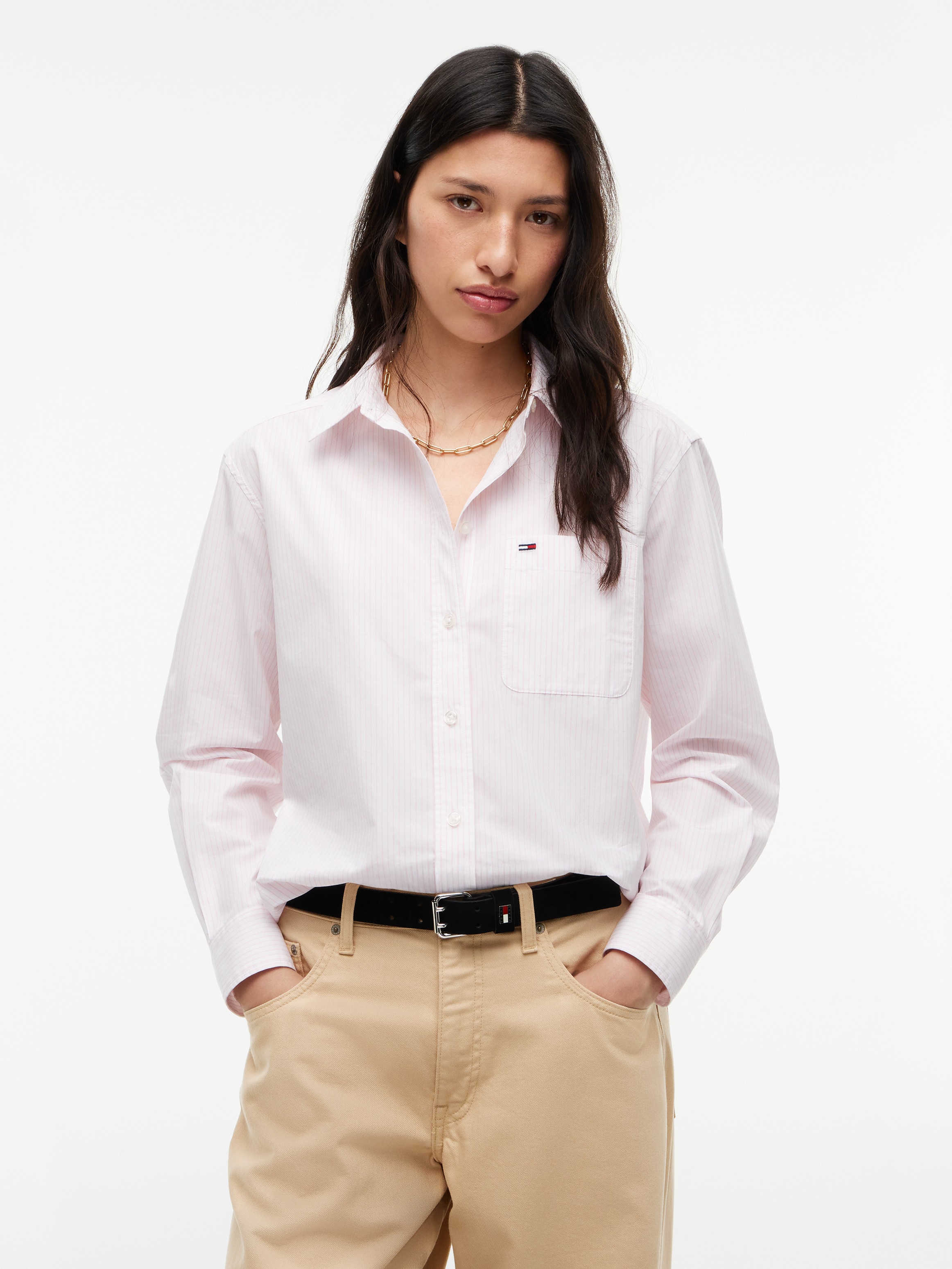 Tommy Jeans Langarmbluse "TJW RLX ESSENTIAL SHIRT" Baumwolle, relaxed fit