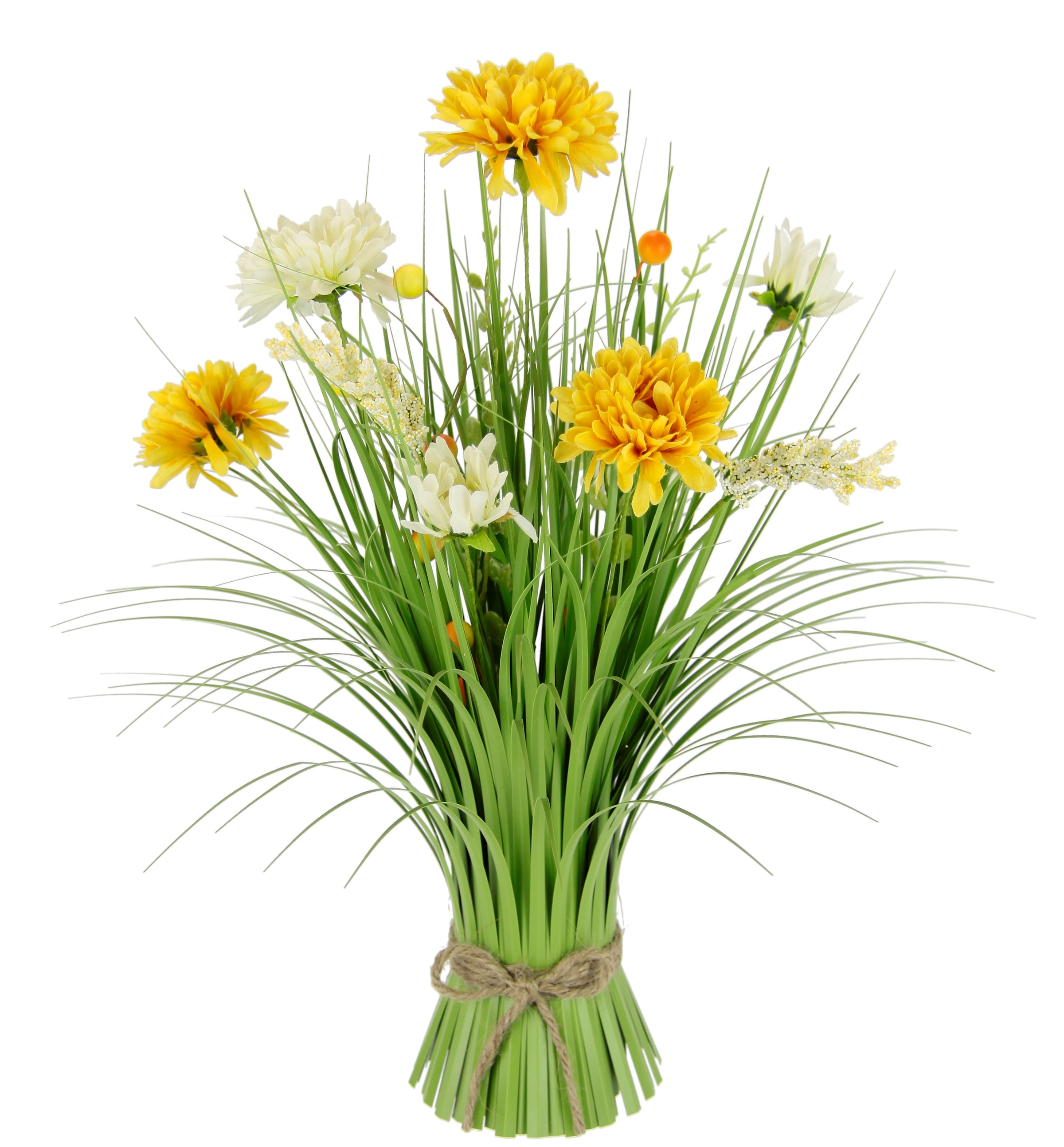 I.GE.A. Kunstgras "Grasbund mit Dahlien", Mit Blüten Margeriten Deko Grasbu günstig online kaufen