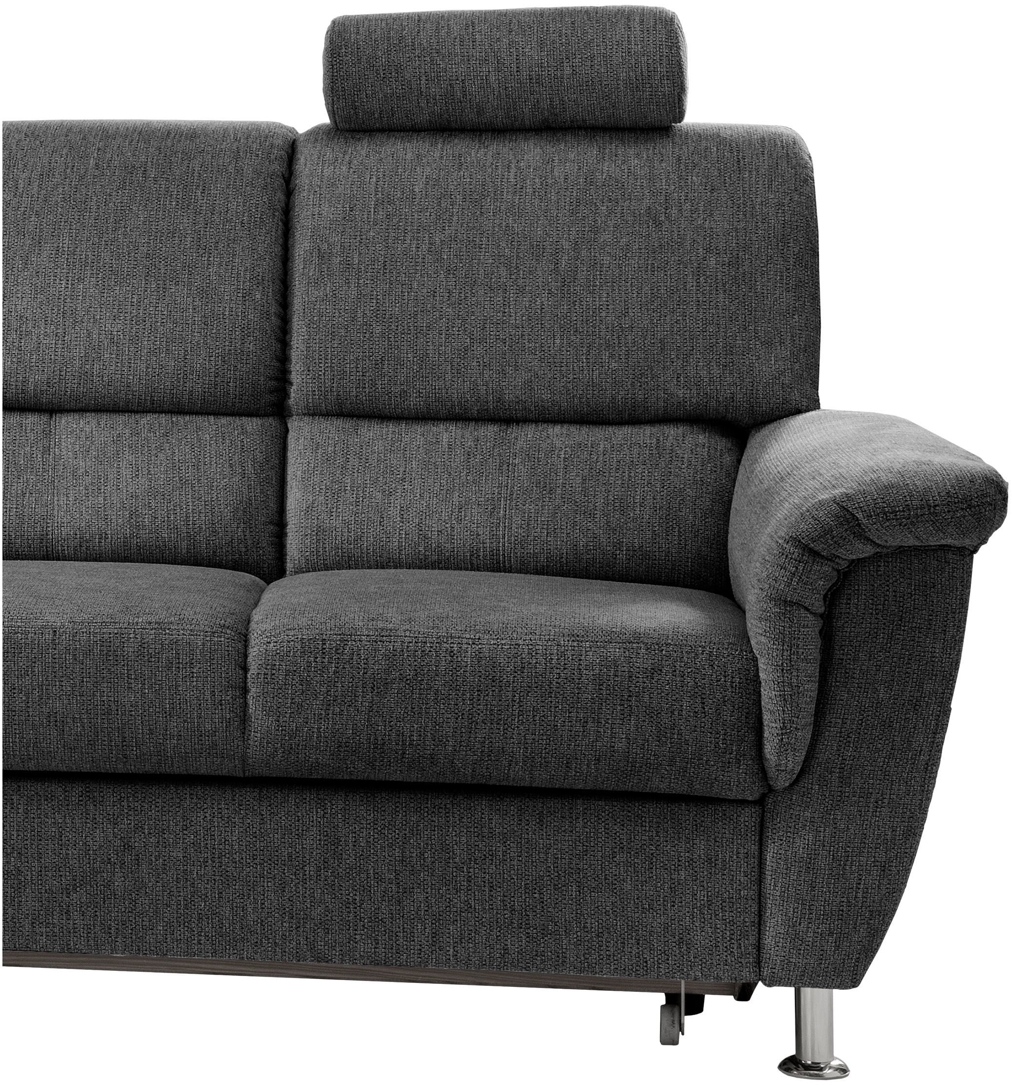 Home affaire Ecksofa »Pisa L-Form, mit Schlaffunktion, Stauraum, 2x höhenverstellbare«, Kopfstützen und Relaxfunktion im Eckelement