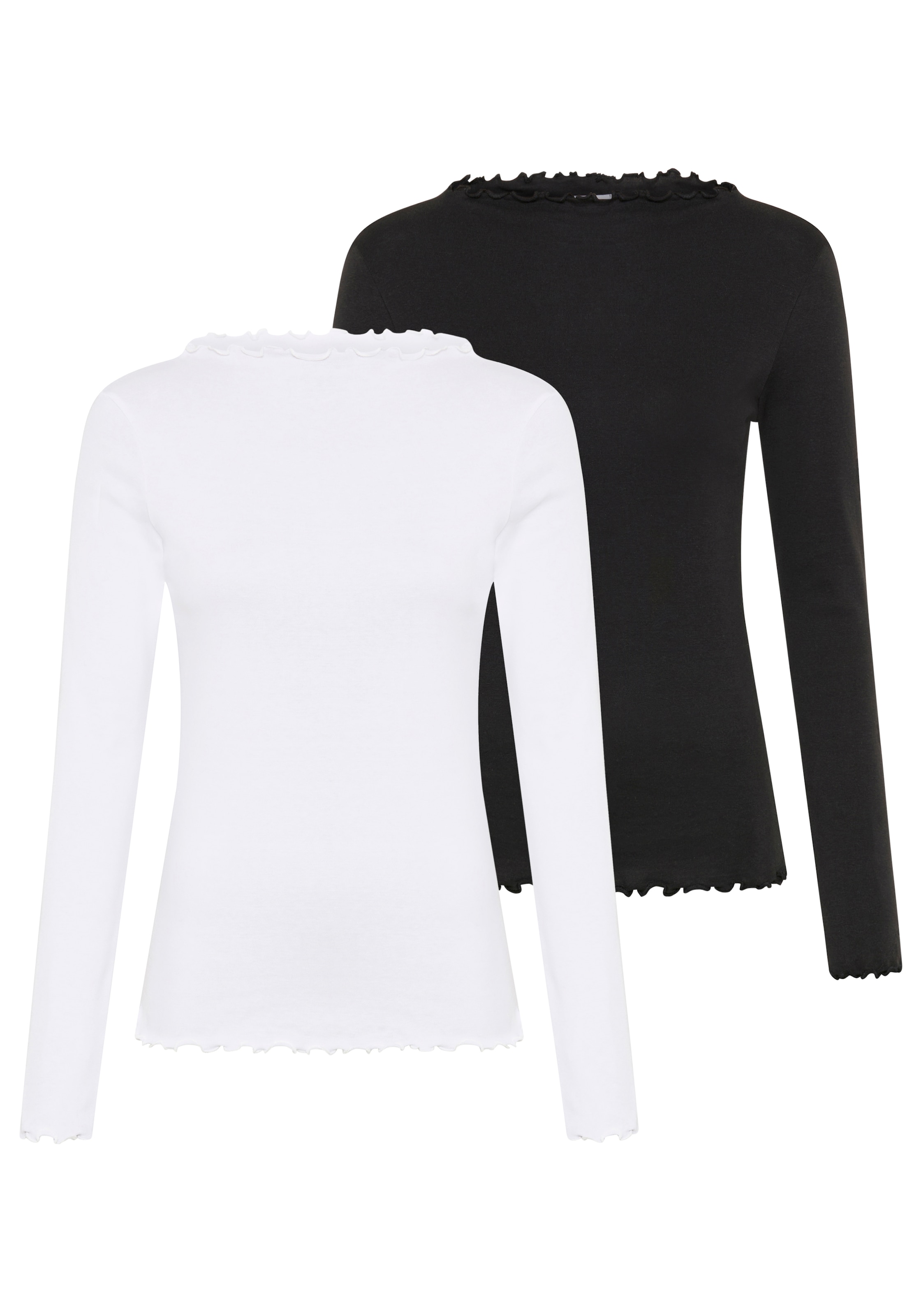 Flashlights Langarmshirt 2er- Pack,  sehr figurbetonte Passform,  gekräuselter Ausschnitt
