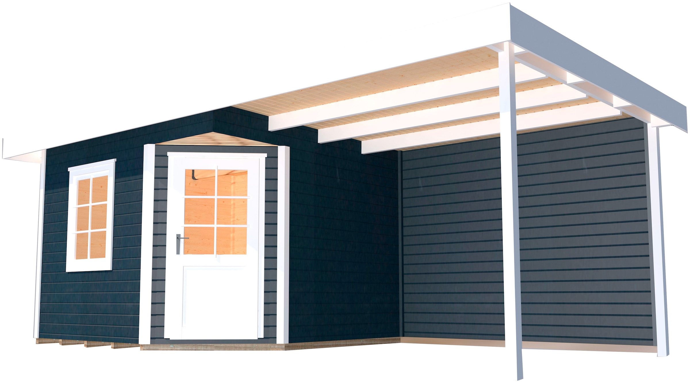Gartenhaus WEKA, schwarz-weiß, Massivholz, Gartenhäuser, "Designhaus 213B Gr.2"