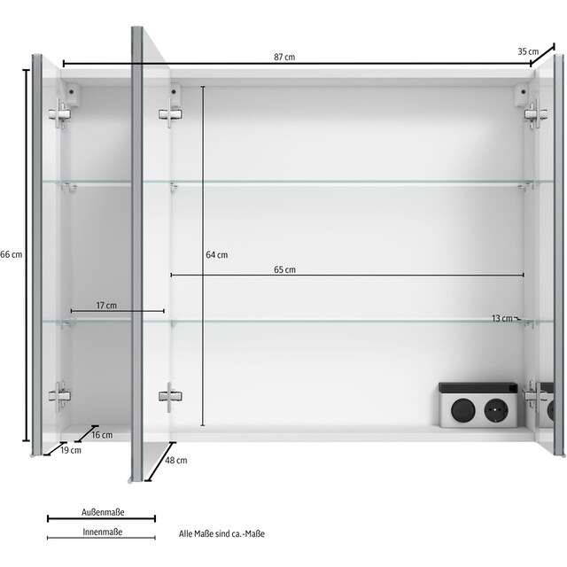 MARLIN Spiegelschrank »3980«, mit doppelseitig verspiegelten Türen,  vormontiert bestellen | BAUR