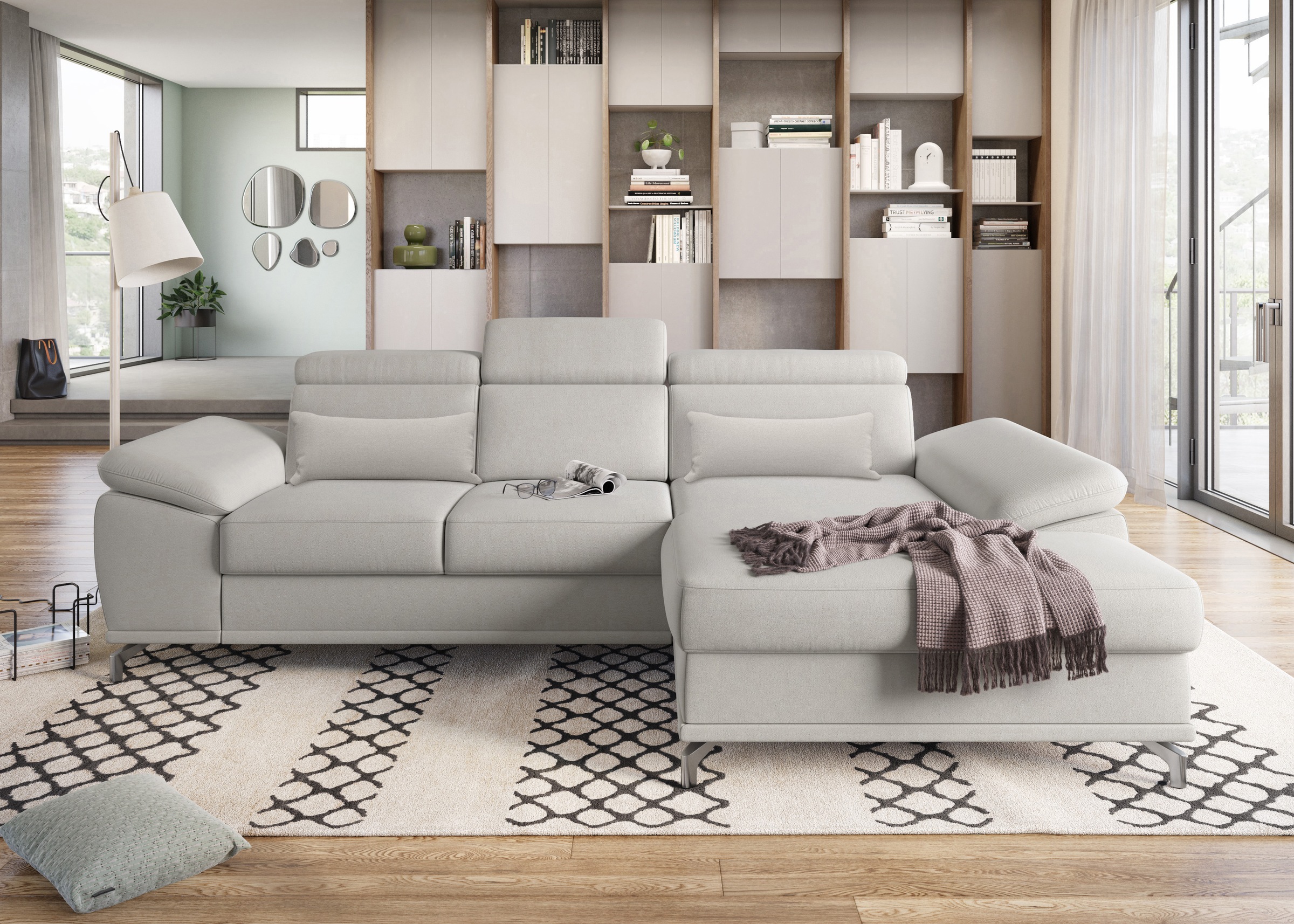 Thumbnail - sit&more Ecksofa "Cabrio L-Form, B: 295 cm, mit Sitztiefen-, Arm- & Kopfteilverstellung" 2 Nierenkissen, Federkern, opti...