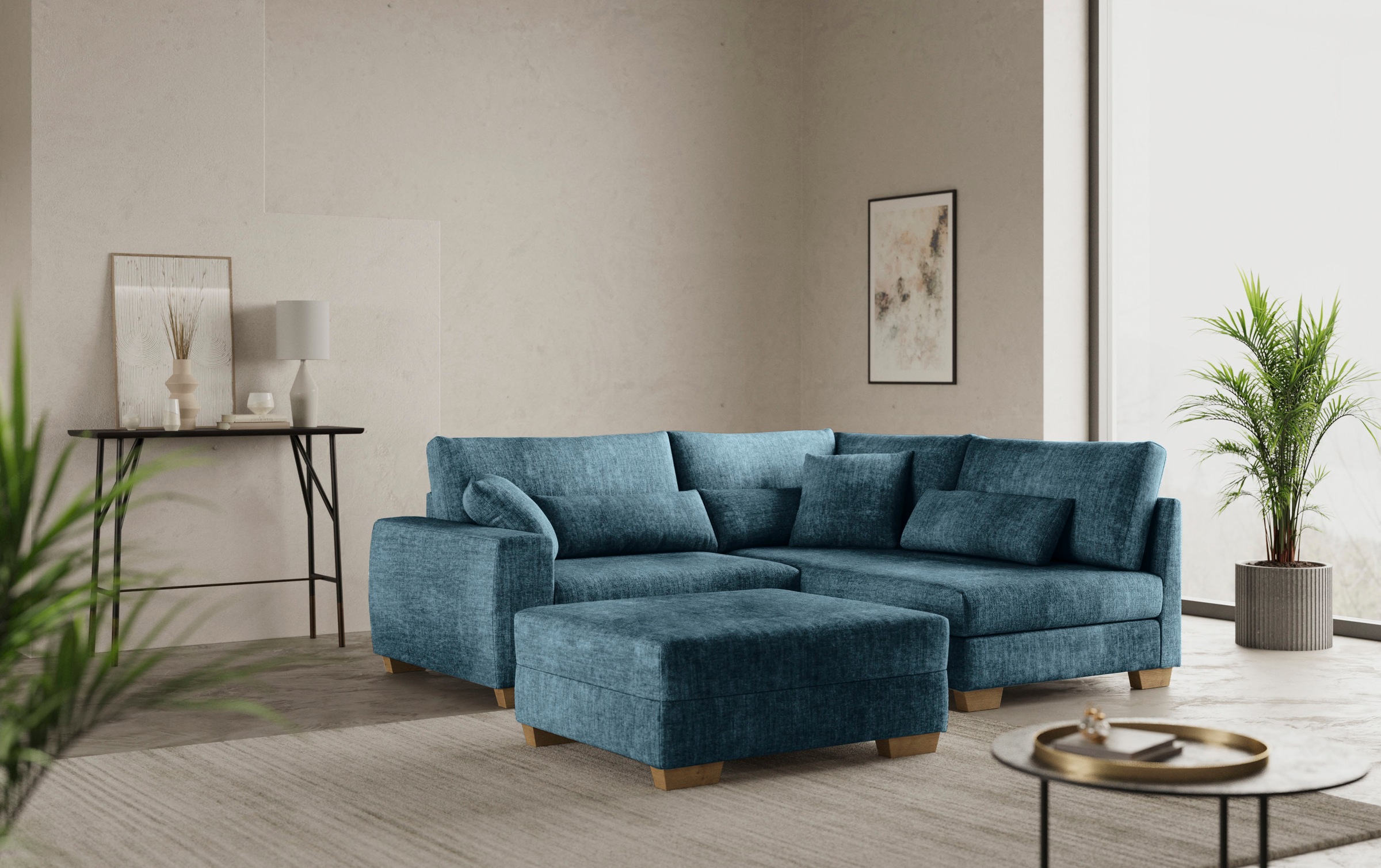 Mr. Couch Hocker »Hilla«, Mit Federkern, wahlweise mit DuraSpring-Taschenfederkern