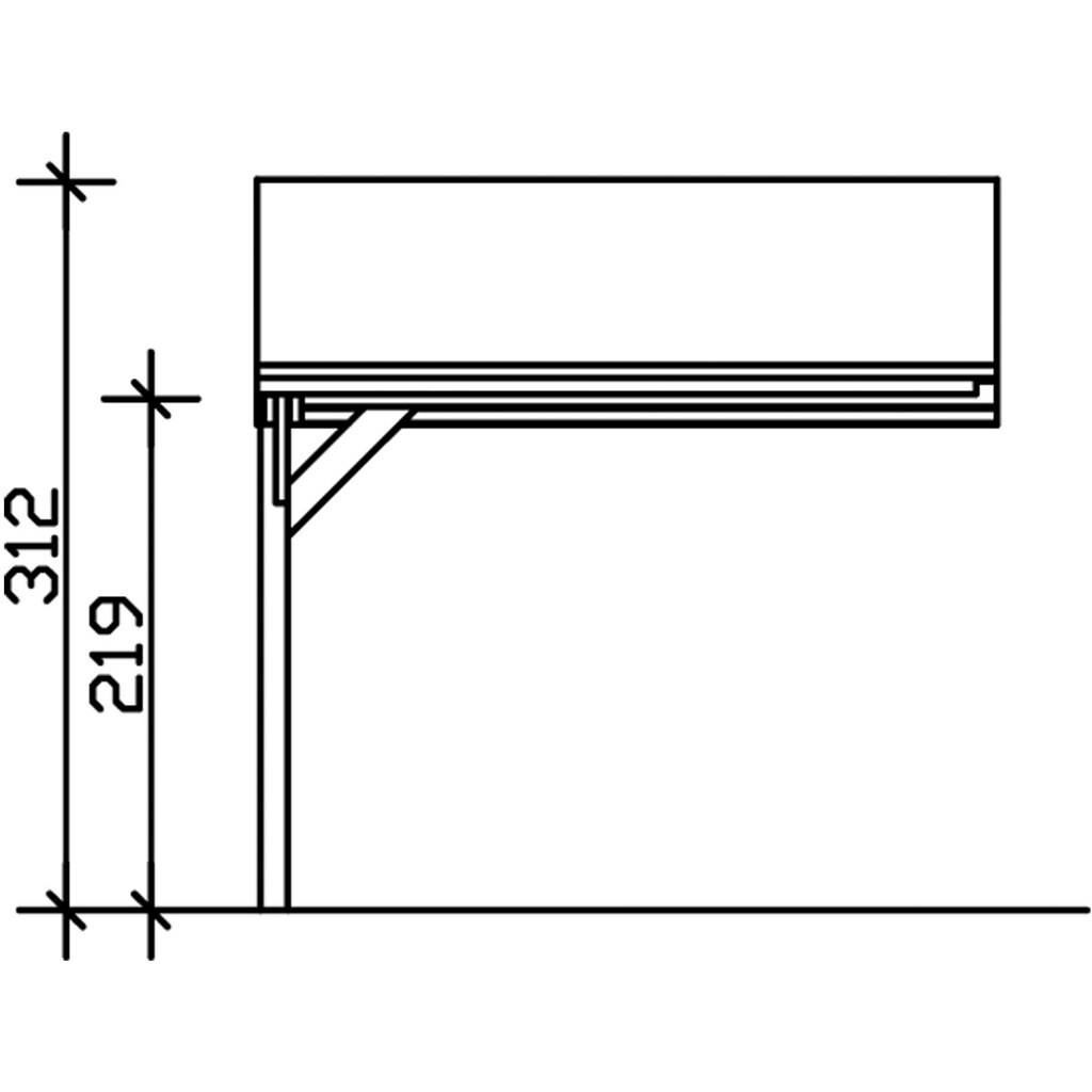 Skanholz Einzelcarport »Harz«, Nadelholz, 291 cm, Nussbaum, Stellplatzerweiterung 303x560cm, rote Schindeln