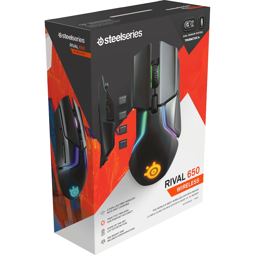 SteelSeries Gaming-Maus »Bundle Rival 650 Wireless + QcK Large Cyberpunk Edition«, USB