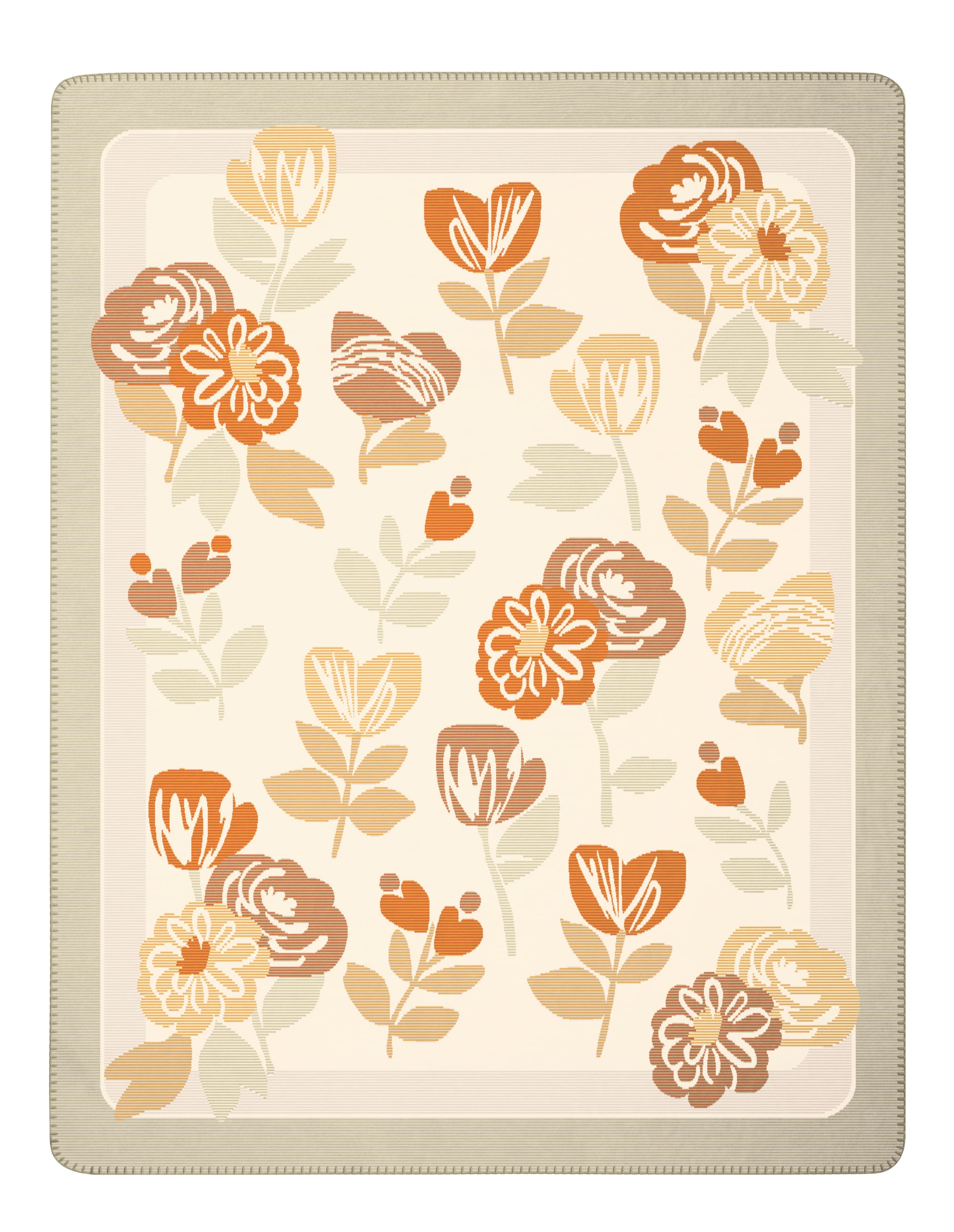 Wohndecke BIEDERLACK, B:150cm L:200cm, beige, Baumwolle, Polyacryl, Polyester, Wohndecken, "Wohndecke Bloom Frame", florales Design mit Zierstich
