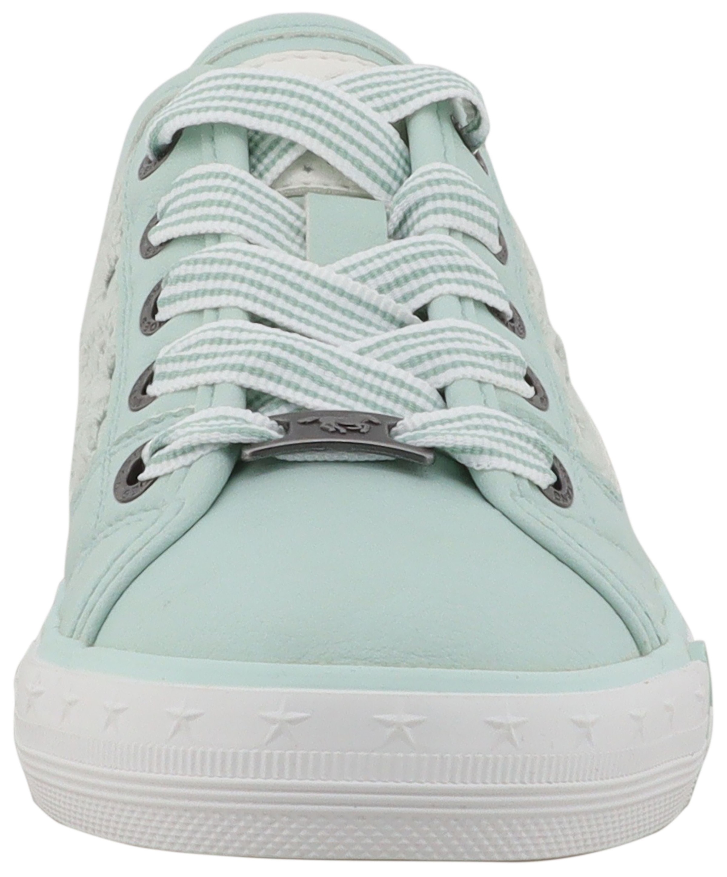 Sneaker MUSTANG SHOES "Gaspare", Mädchen, Gr. 34, mint, Lederimitat, Textil, Schuhe Sneaker, Freizeitschuh, Schnürschuh, Halbschuh mit Blüten-Stickerei 2