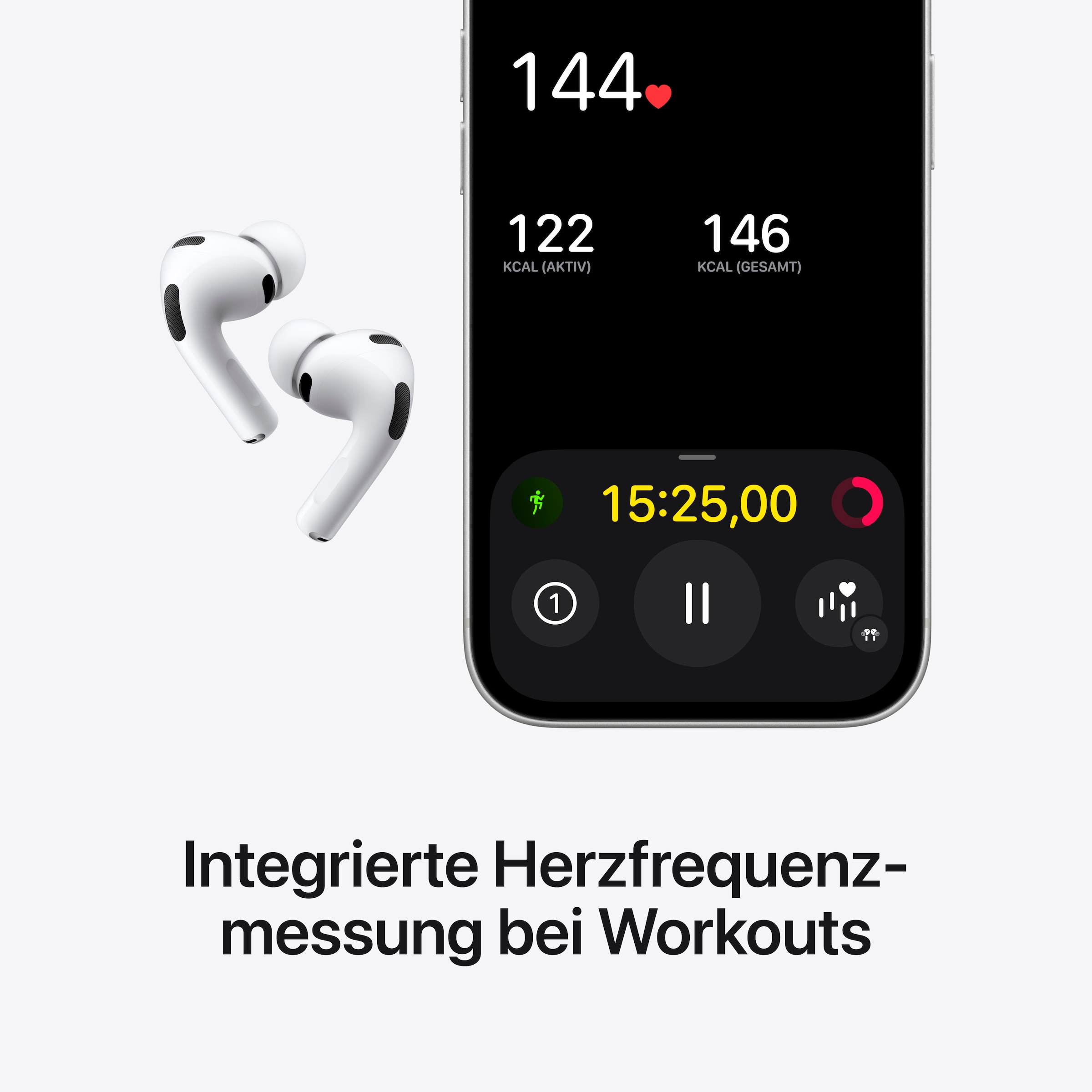 Apple wireless In-Ear-Kopfhörer »AirPods Pro 3«, Bluetooth, Active Noise Cancelling (ANC)-Transparenzmodus-integrierte Steuerung für Anrufe und Musik-kompatibel mit Siri-True Wireless