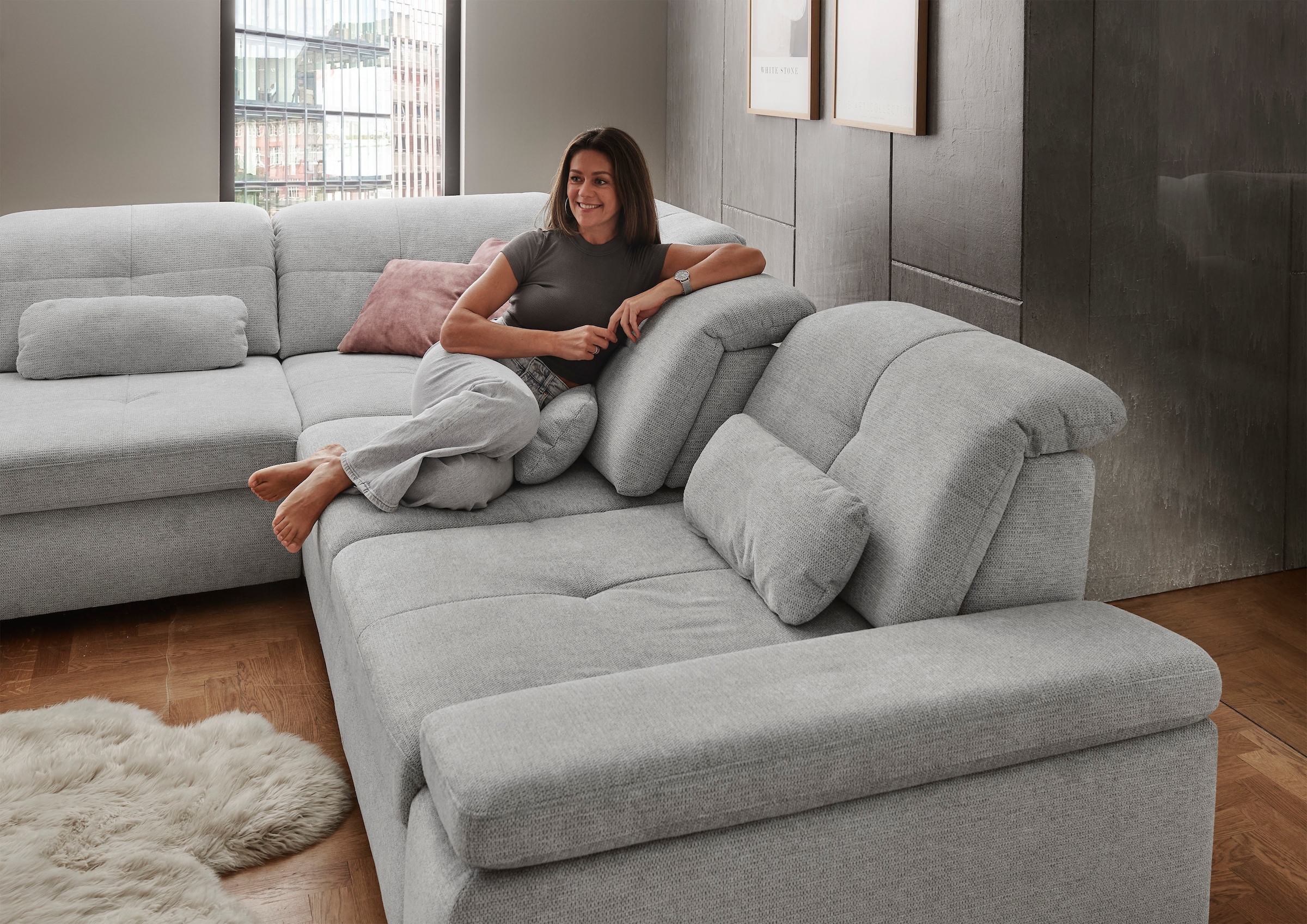 Die PlanBar Ecksofa »MP-IN16012 L-Form Kaltschaum-Polsterung«, inkl. Sitztiefenverstellung, optional mit Funktionen