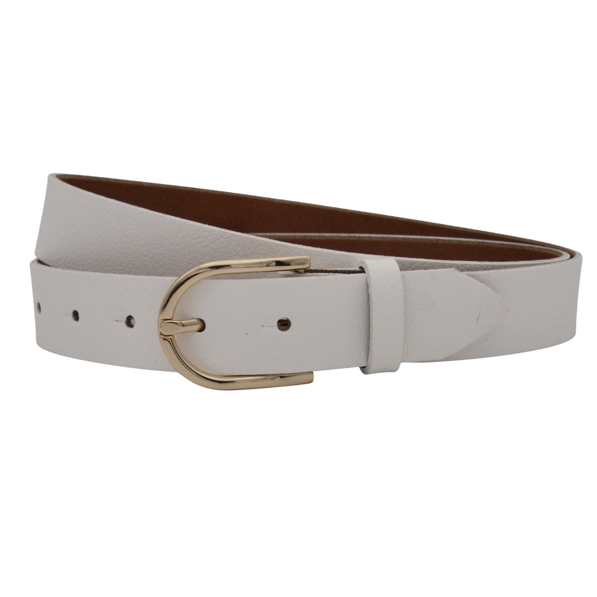 Ledergürtel ANNAMATONI "AnnaMatoni Damen Ledergürtel Basic Gürtel 3cm breit echt Leder", Damen, Gr. TW105 - 120cm Gesamtlänge, weiß 100, 100% Leder, Gürtel Ledergürtel
