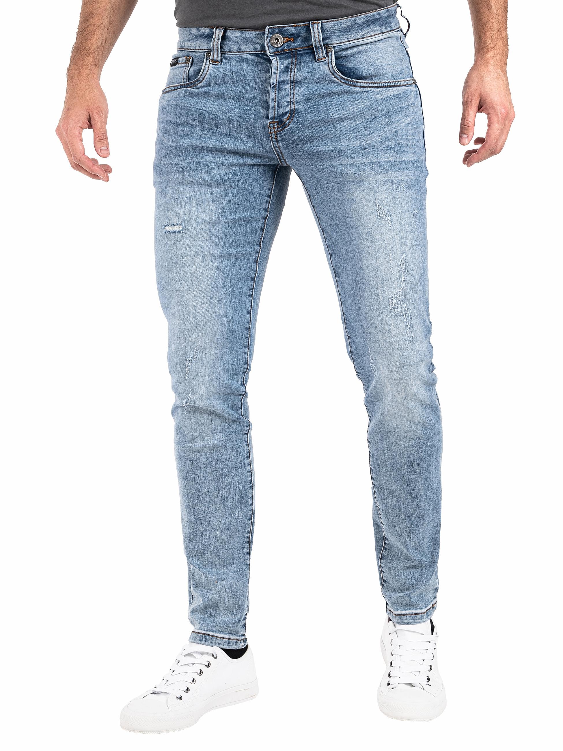 PEAK TIME Slim-fit-Jeans »München«, Herren Jeans mit Stretch-Bund und Destroyed-Optik