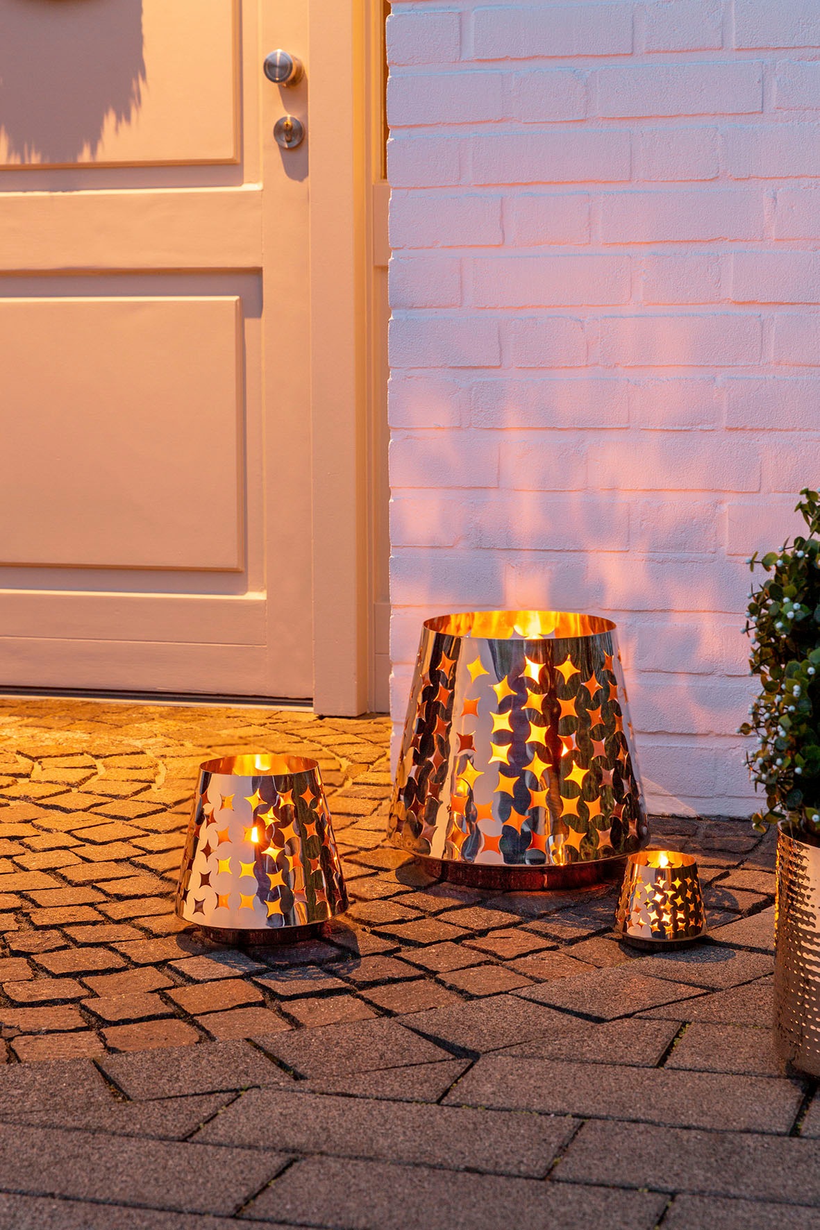 Fink Windlicht "Kerzenhalter LUMA" aus Edelstahl, mit ausgestanzten Cut-Out günstig online kaufen