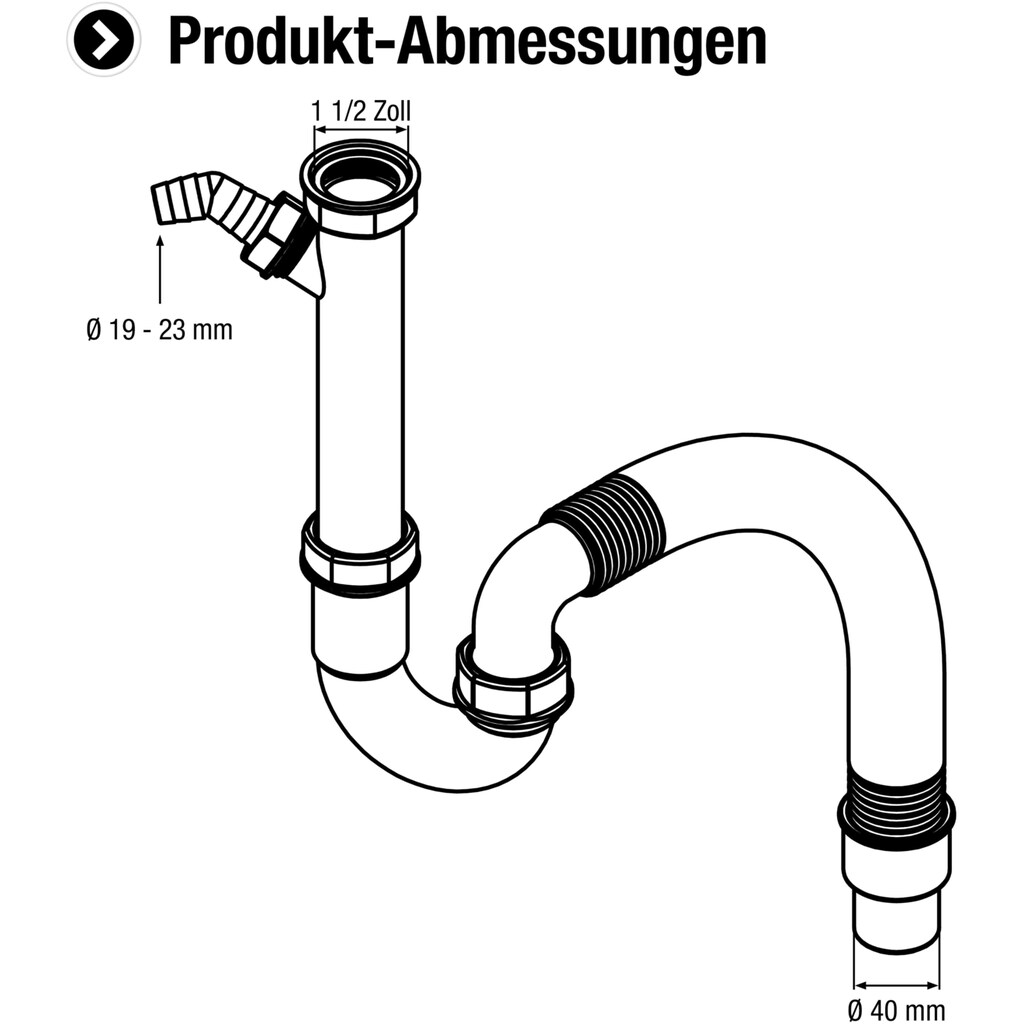 CORNAT Siphon »1 1/2 Zoll - Mit flexiblem Abgangsrohr & Geräteanschluss«