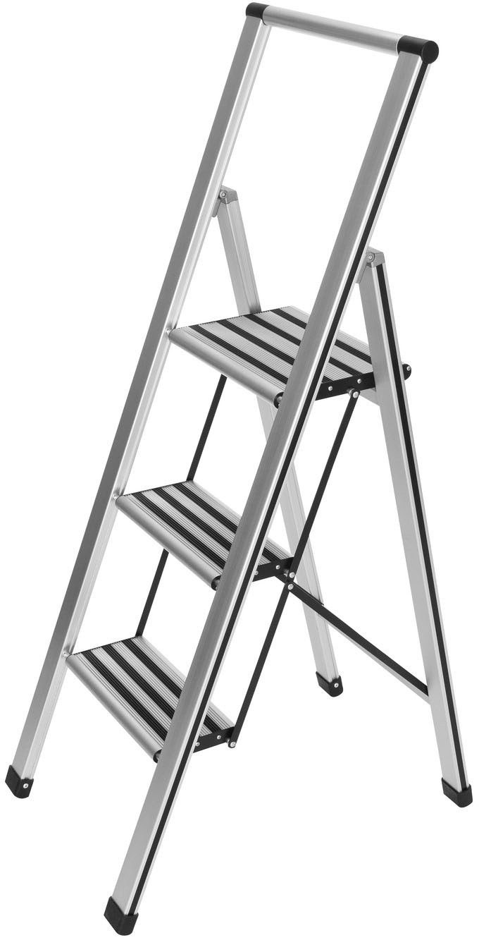WENKO Trittleiter "Modell Alu-Design" 2 Stk. tlg. stabile Klapptritt Leiter günstig online kaufen
