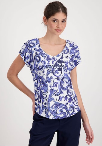 Monari T-Shirt »Shirt Tuchdruck Allover«, mit 3D Schrift auf der Vorderseite kaufen