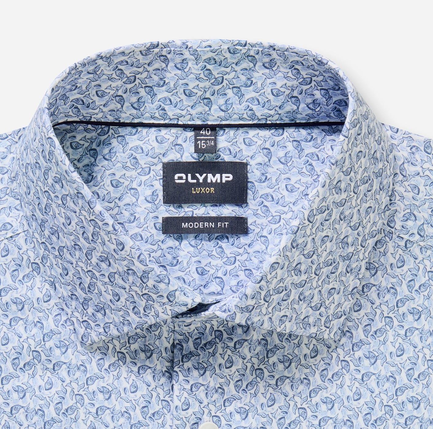 Businesshemd OLYMP "OLYMP Luxor, modern fit, Global Kent", Herren, Gr. 42, Normaler Arm, bleu, 100% Baumwolle, Hemden 3
