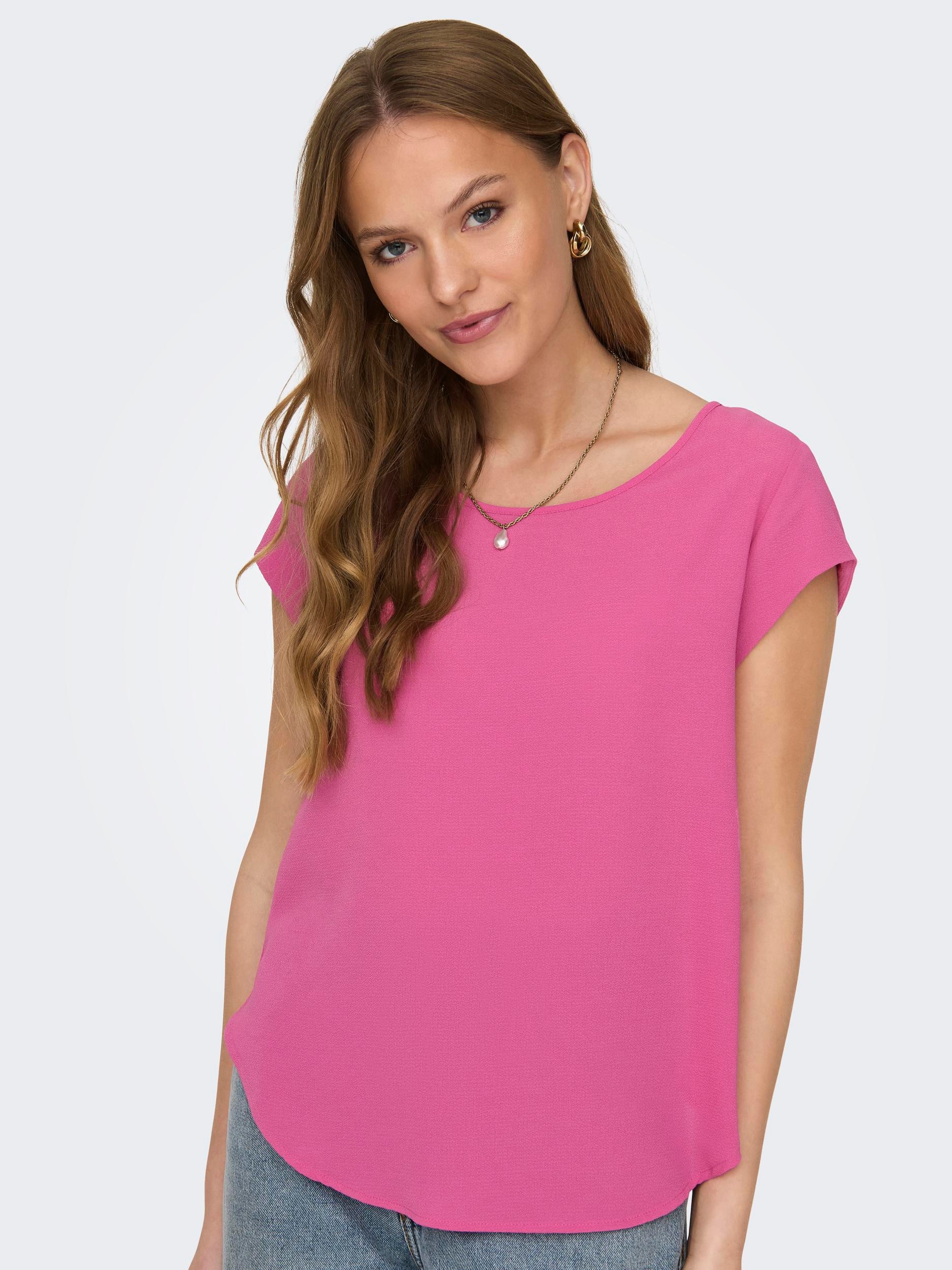 ONLY Kurzarmbluse "ONLVIC – feminines Blusenshirt in lockerer Form", regula günstig online kaufen