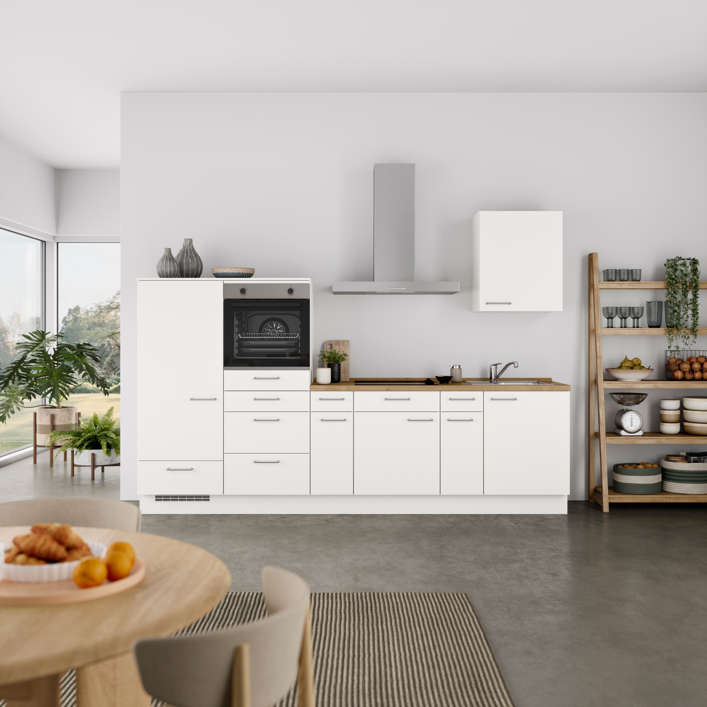 nobilia® Küchenzeile »"Laser I", Ausrichtung wählbar, Breite 300 cm« vormontiert, wahlw. mit unterschiedlichen E-Geräten-Sets