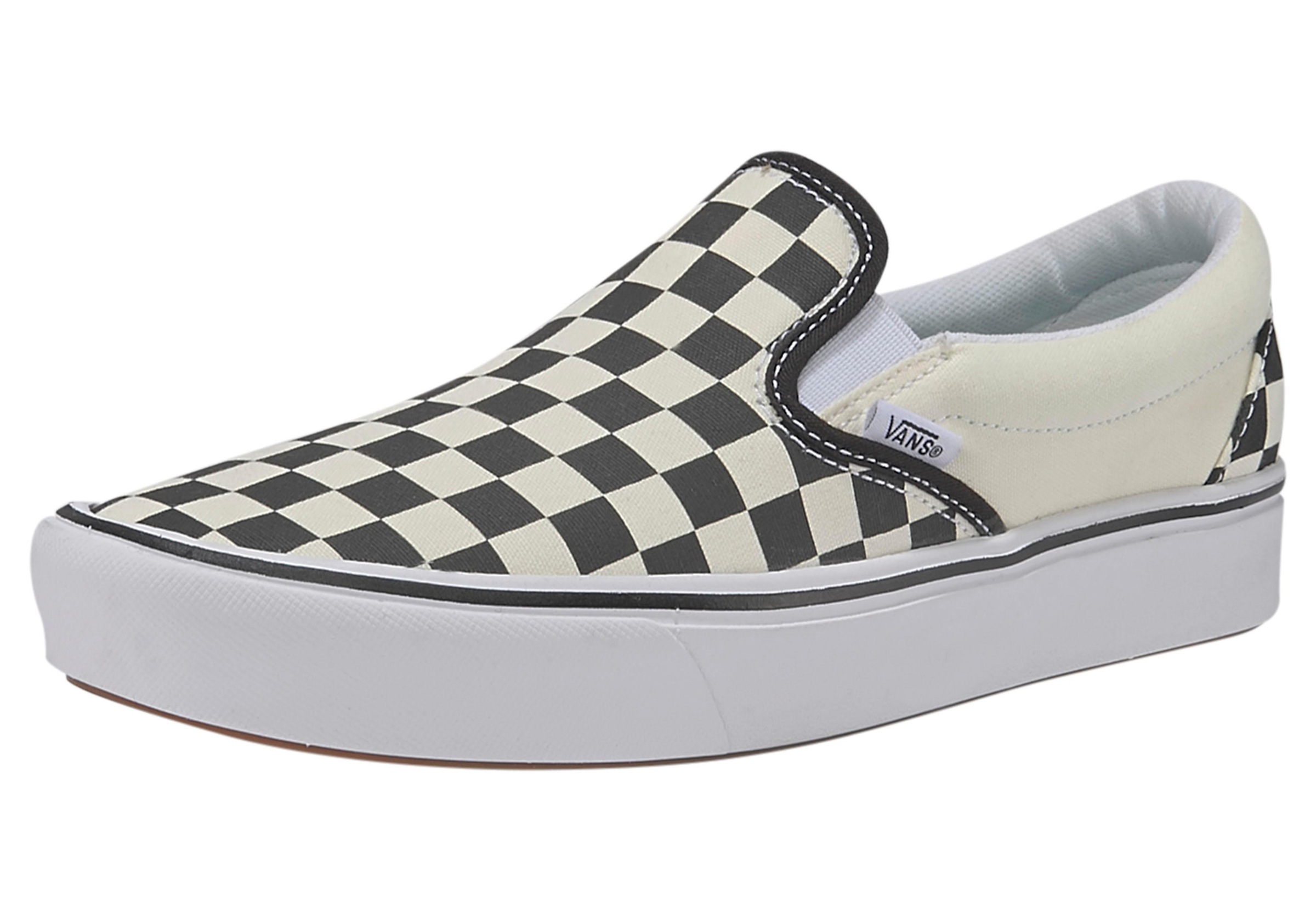 Black canvas vans slip on online