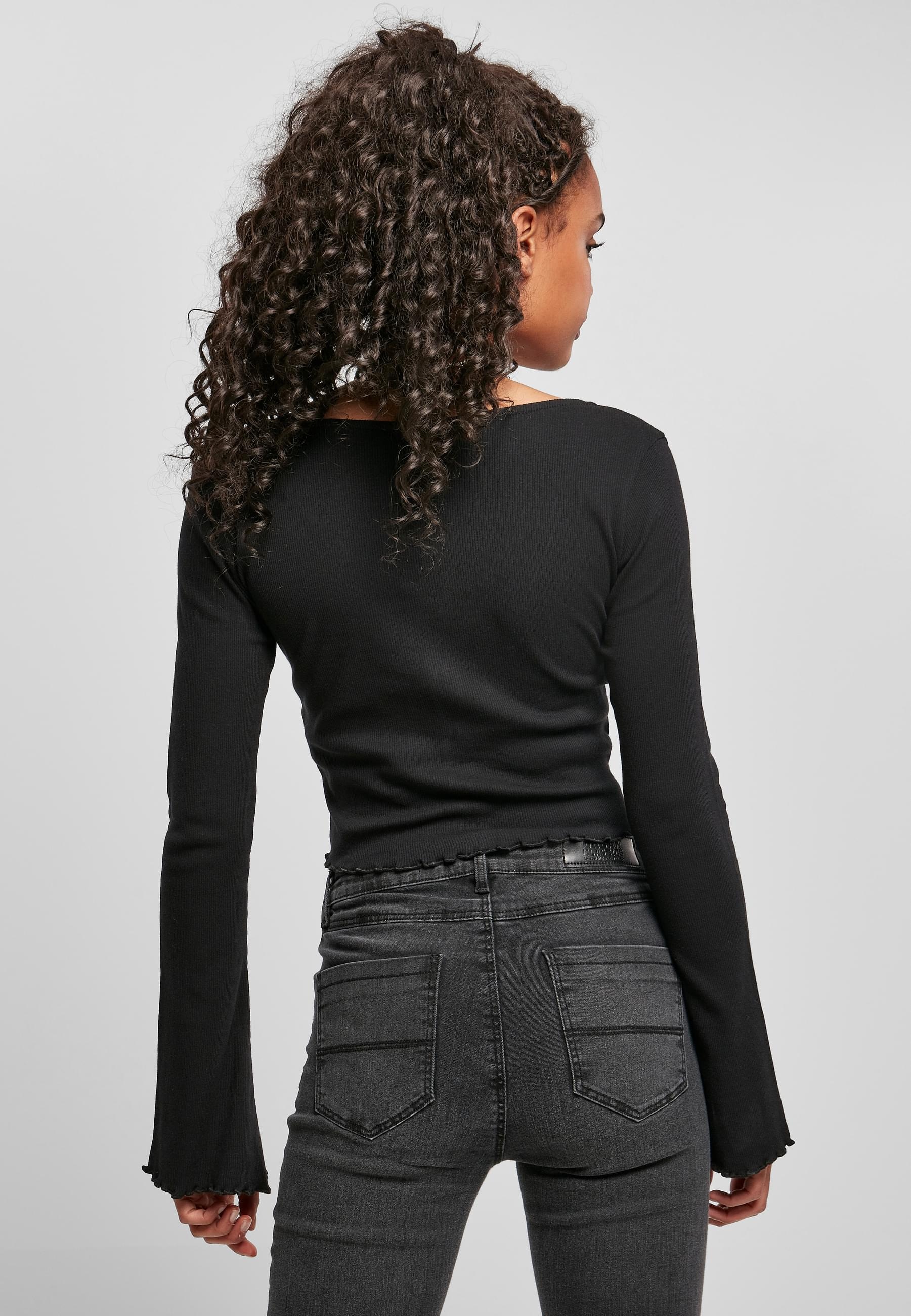 URBAN CLASSICS Langarmshirt »Urban Classics Damen Ladies Cropped Rib Cardigan«, (1 tlg.)