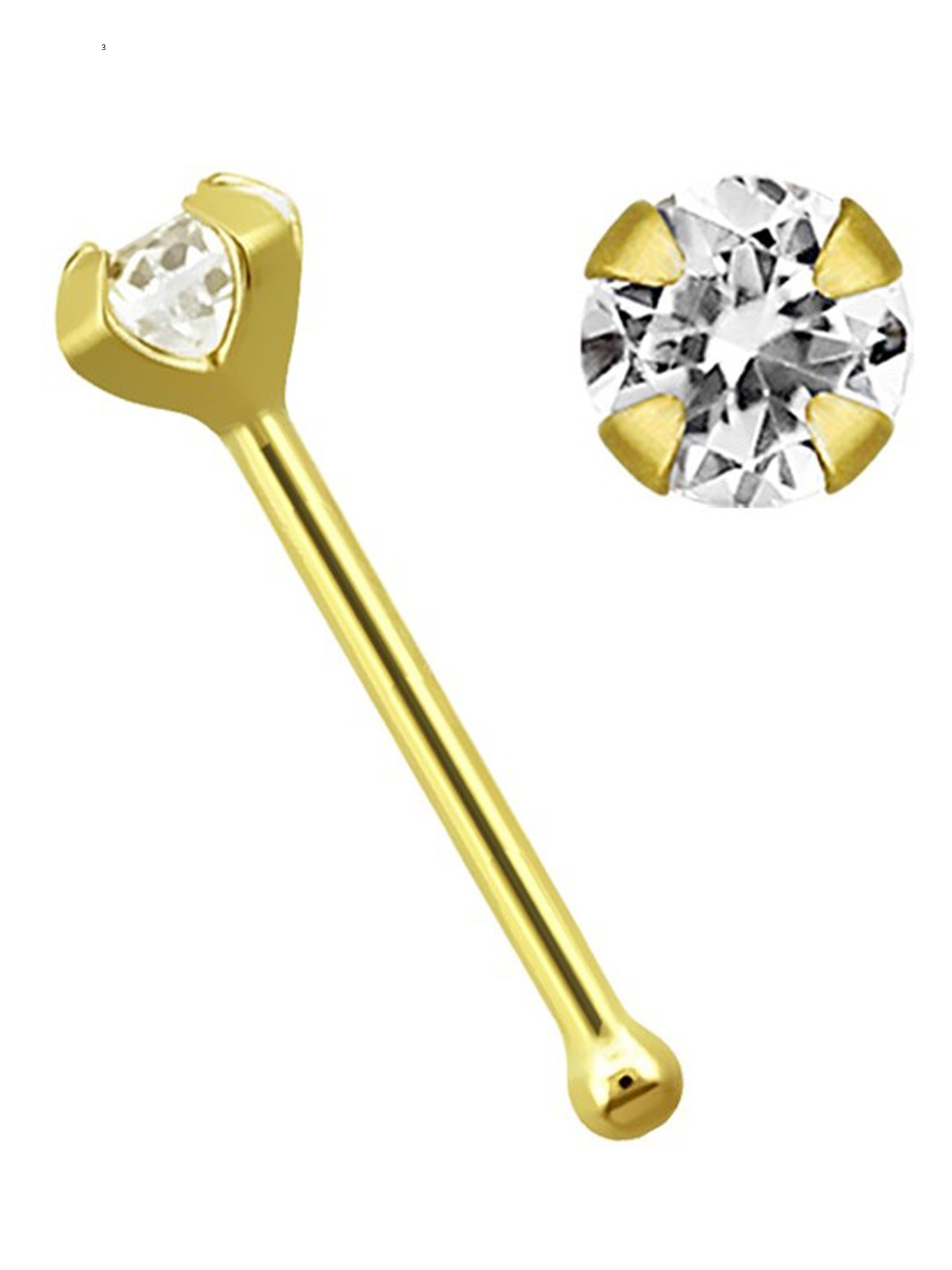 Adelia´s Nasenpiercing »Piercing  Piercing Nasenpiercing« Nasenstecker - Nose Bone 14kt Gold mit Zirkonia + Stopper