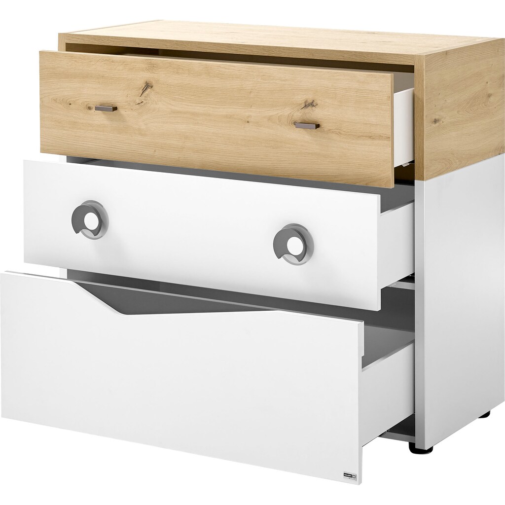 GALLERY M branded by Musterring Babyzimmer-Komplettset, (Set, 5 St.), breiter Kleiderschrank, inkl. 1 Unterstellregal für die Wickelkommode