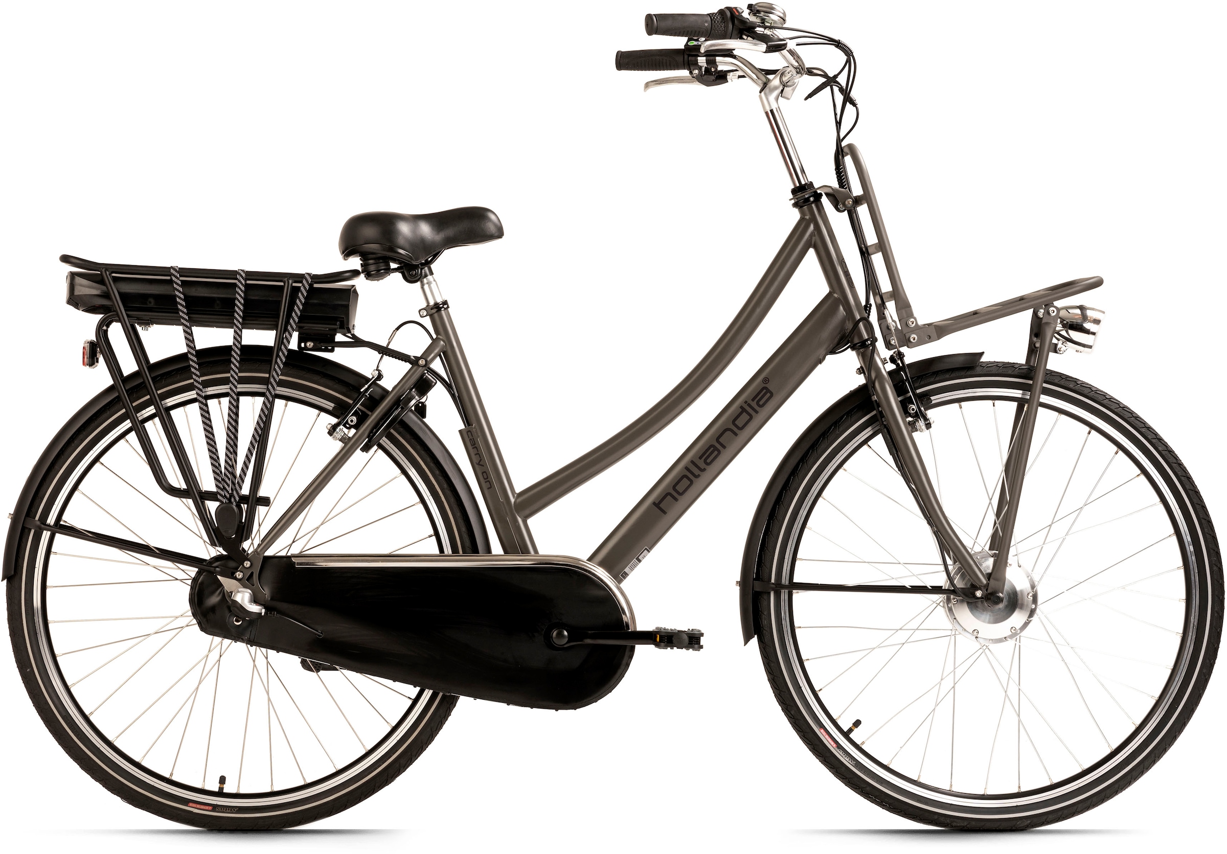 HOLLANDIA E-Bike "Carry On", 54cm, 28 Zoll (71,12cm), grau, Elektrofahrräder, Pedelec, Elektrofahrrad für Damen u. Herren