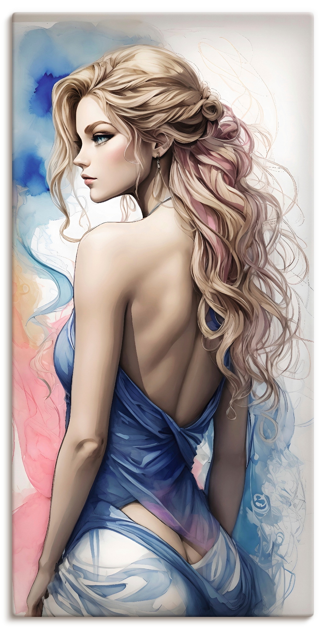 Wandbild ARTLAND "Die Schönheit einer Frau V", farbe bild(er): blau, B:75cm H:150cm, Bilder, als Alubild, Leinwandbild, Poster, Wandaufkleber in verschied. Größen