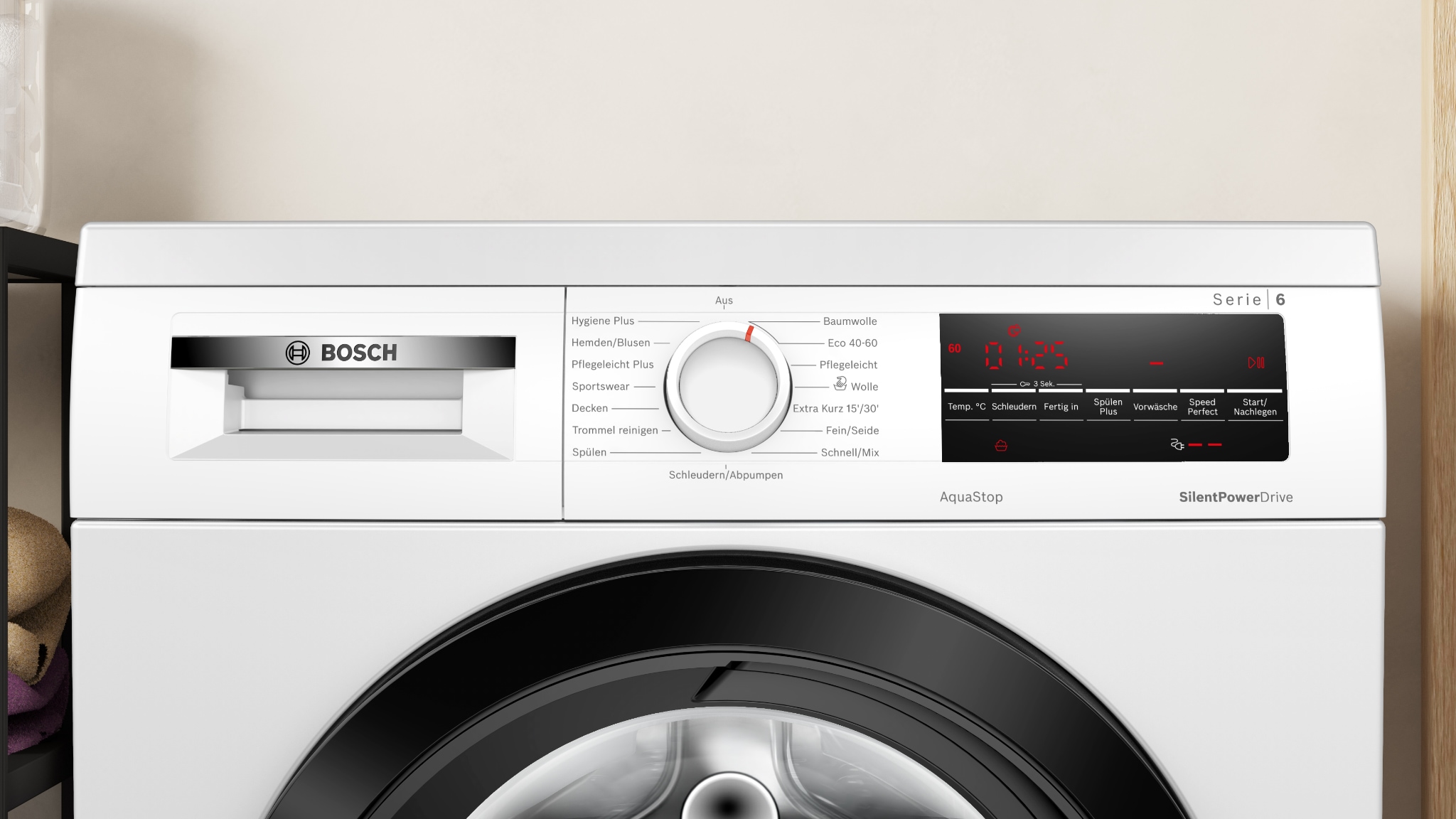 BOSCH Waschmaschine Serie 6 »WUU28T48« 8 kg 1400 U/min unterbaufähig,Speed Perfect, Hygiene Plus, großes LED-Display