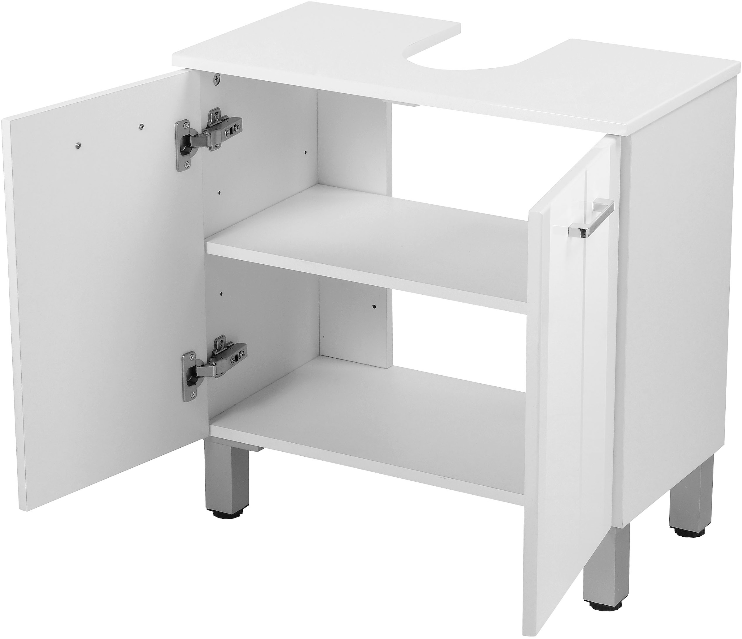 welltime Waschbeckenunterschrank »Florenz,Breite 60cm, 2 Tür, 2 Fächer, mit Siphonausschnitt, MDF-Front«, in verschiedenen Farben erhältlich, Badmöbel, Badschrank, Kommode, Bad